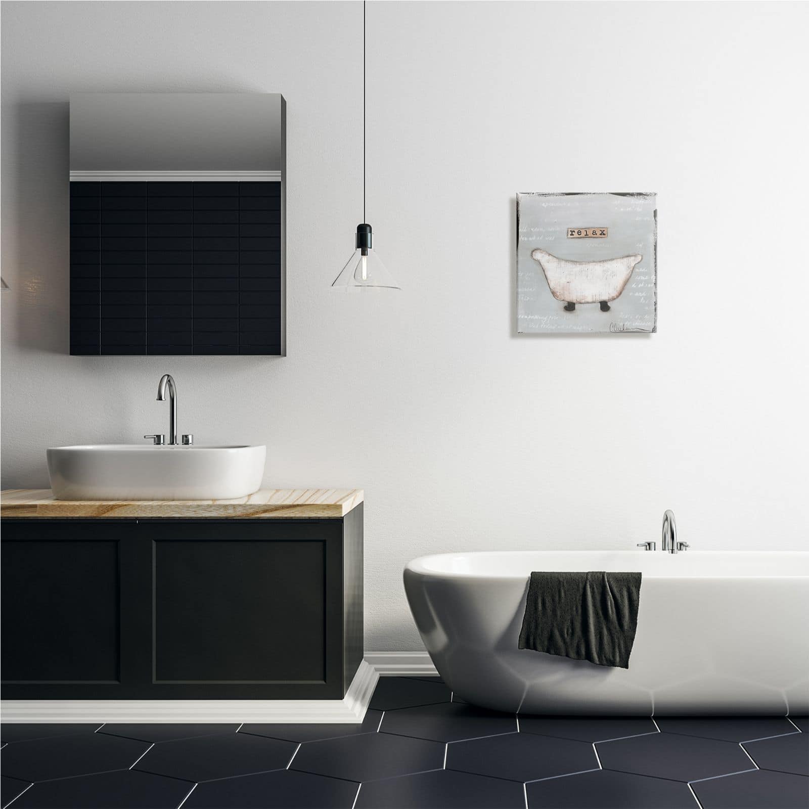 Stupell Industries Relax Bathtub Pastels Bath Canvas Wall Art