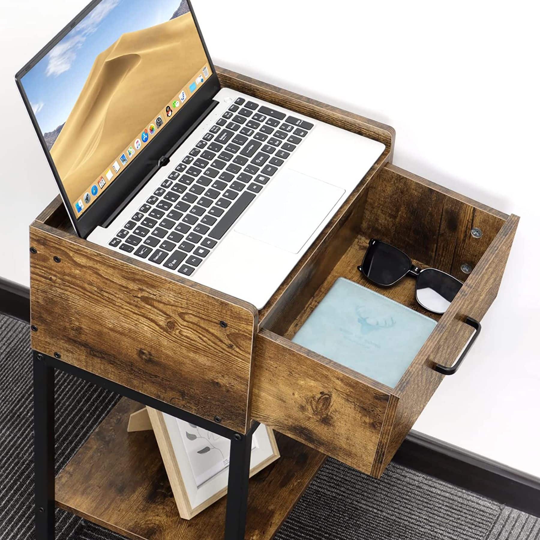 NEX™ 2 Layer Bedside End Table with Drawer & USB Ports