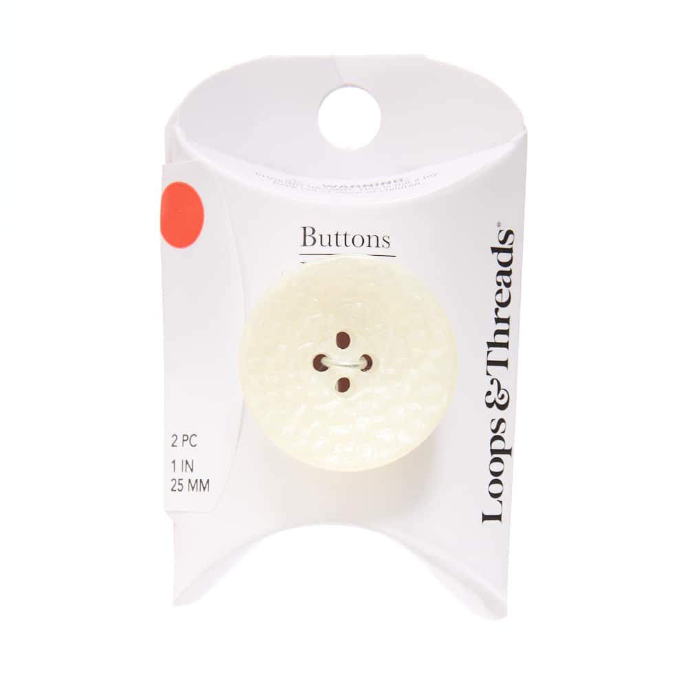 25mm White Pebbled Round Buttons, 2ct. by Loops & Threads®