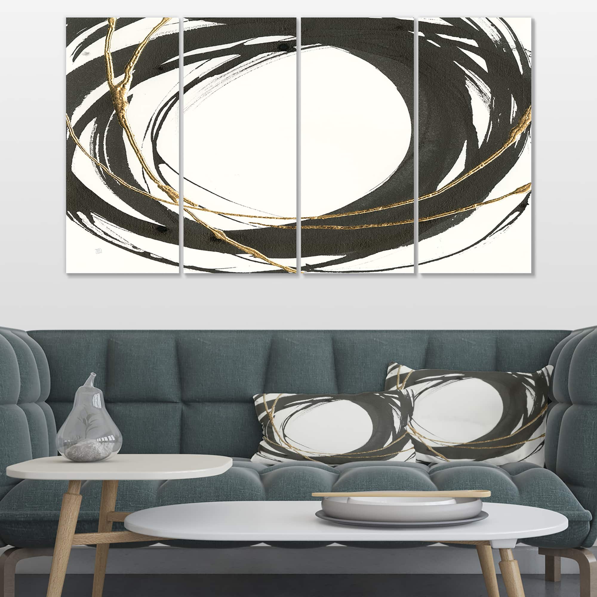 Designart - Gold Glamour Circle II - Posh & Luxe Premium Canvas Wall Art