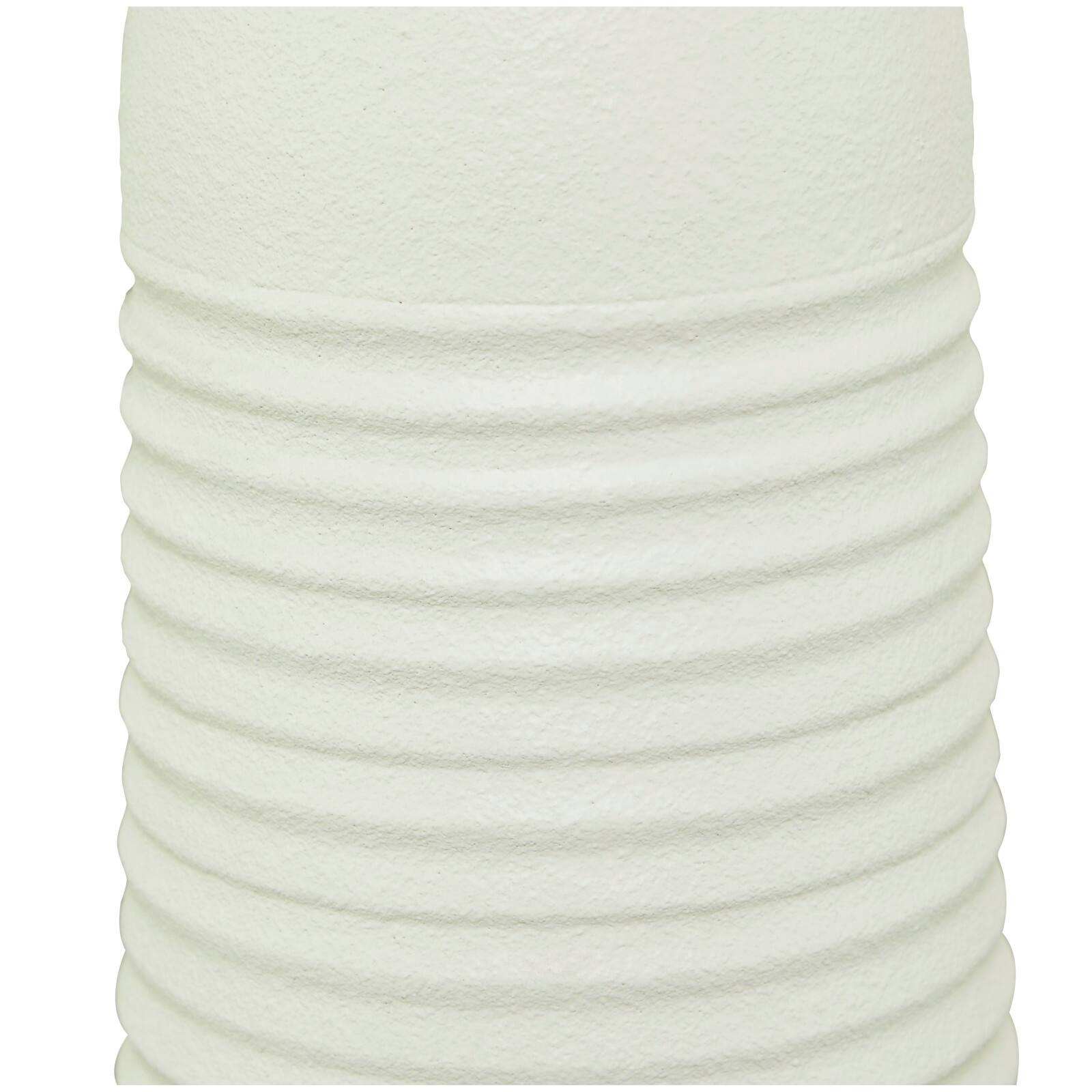 White Metal Grooved Vase 8" x 8" x 36"