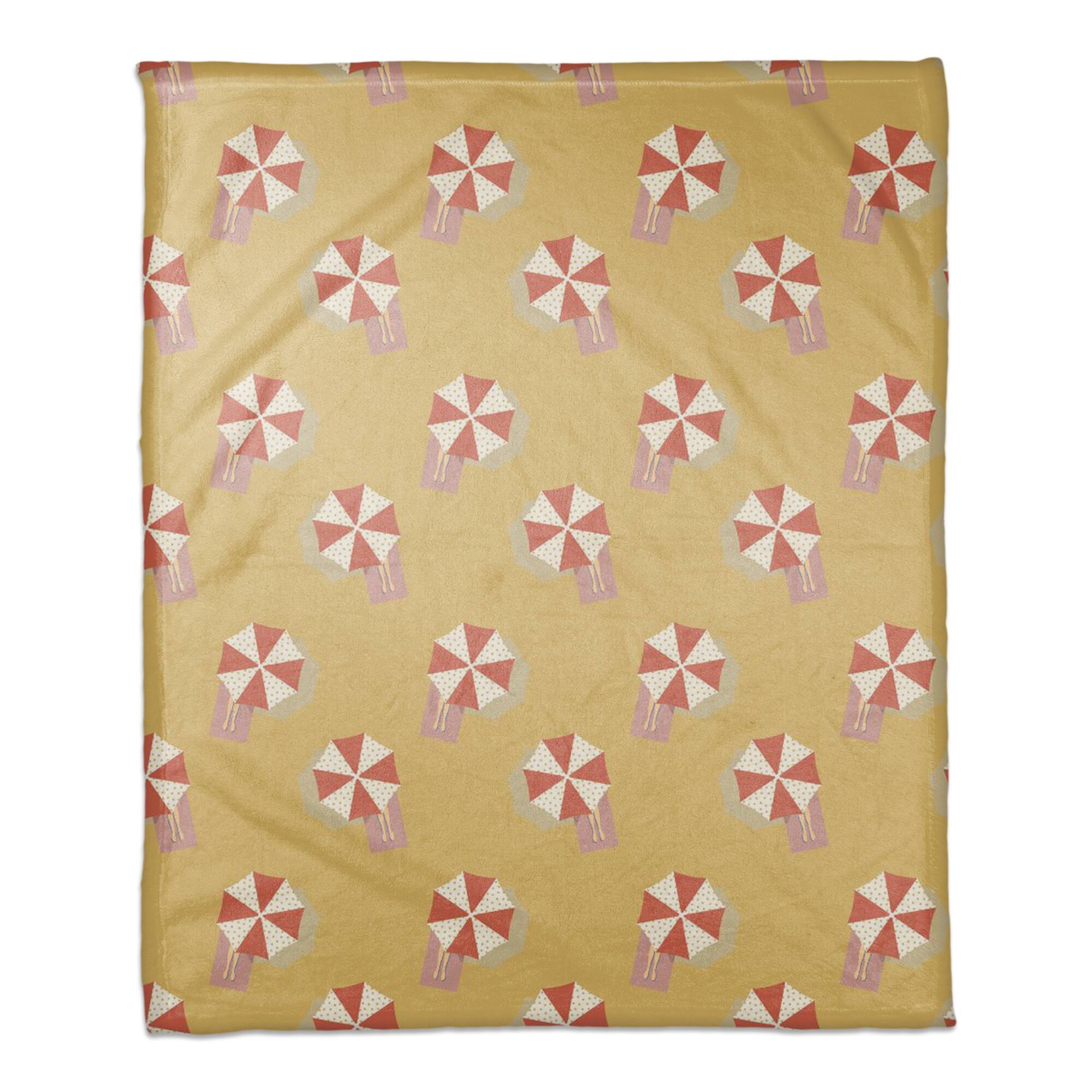 Umbrella Pattern Coral Fleece Blanket