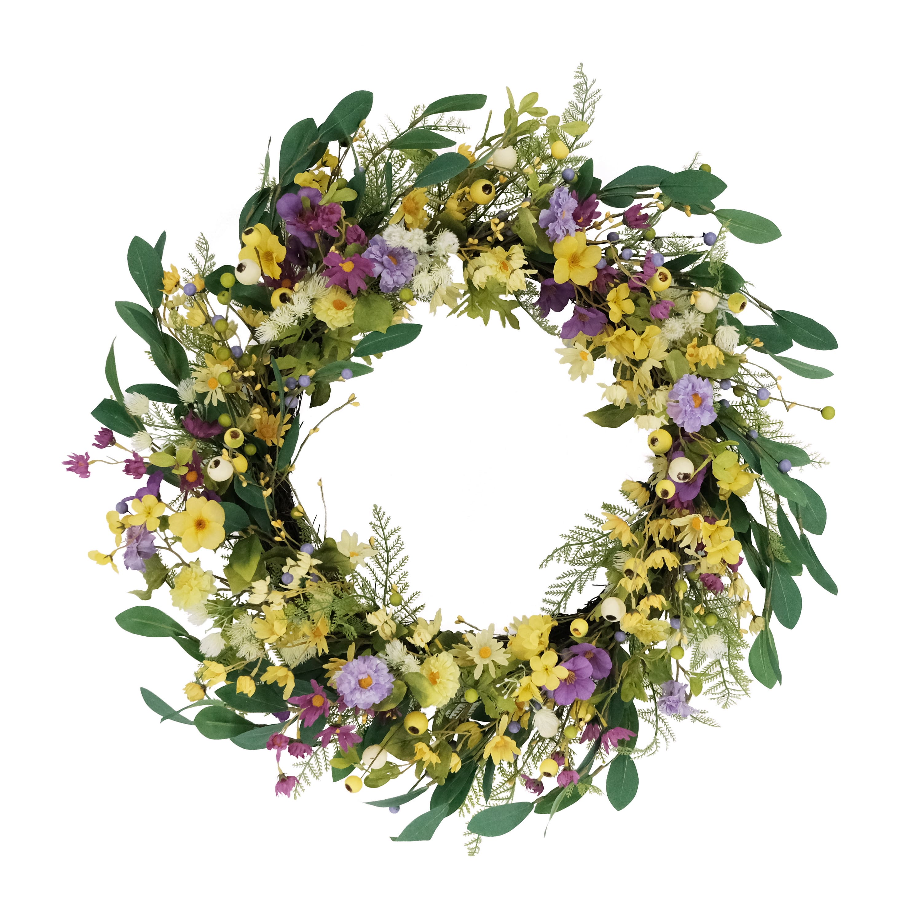 6 Pack: 30" Multicolor Dogwood, Daisy & Poppy Floral Spring Wreath