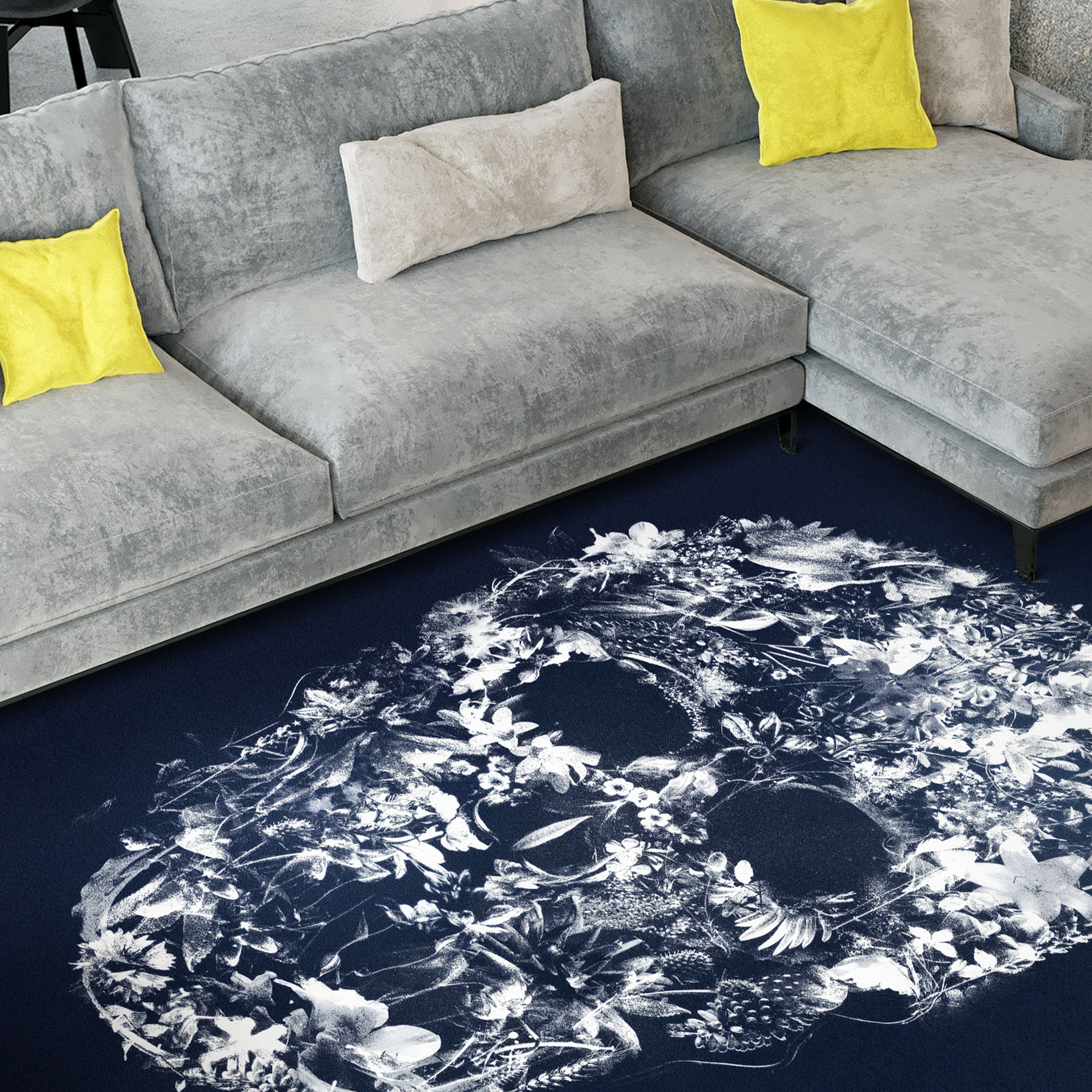 Empire Art Direct 5ft. x 7.5ft. Skull Silhouette I Tapis D'Art Washable Area Rug