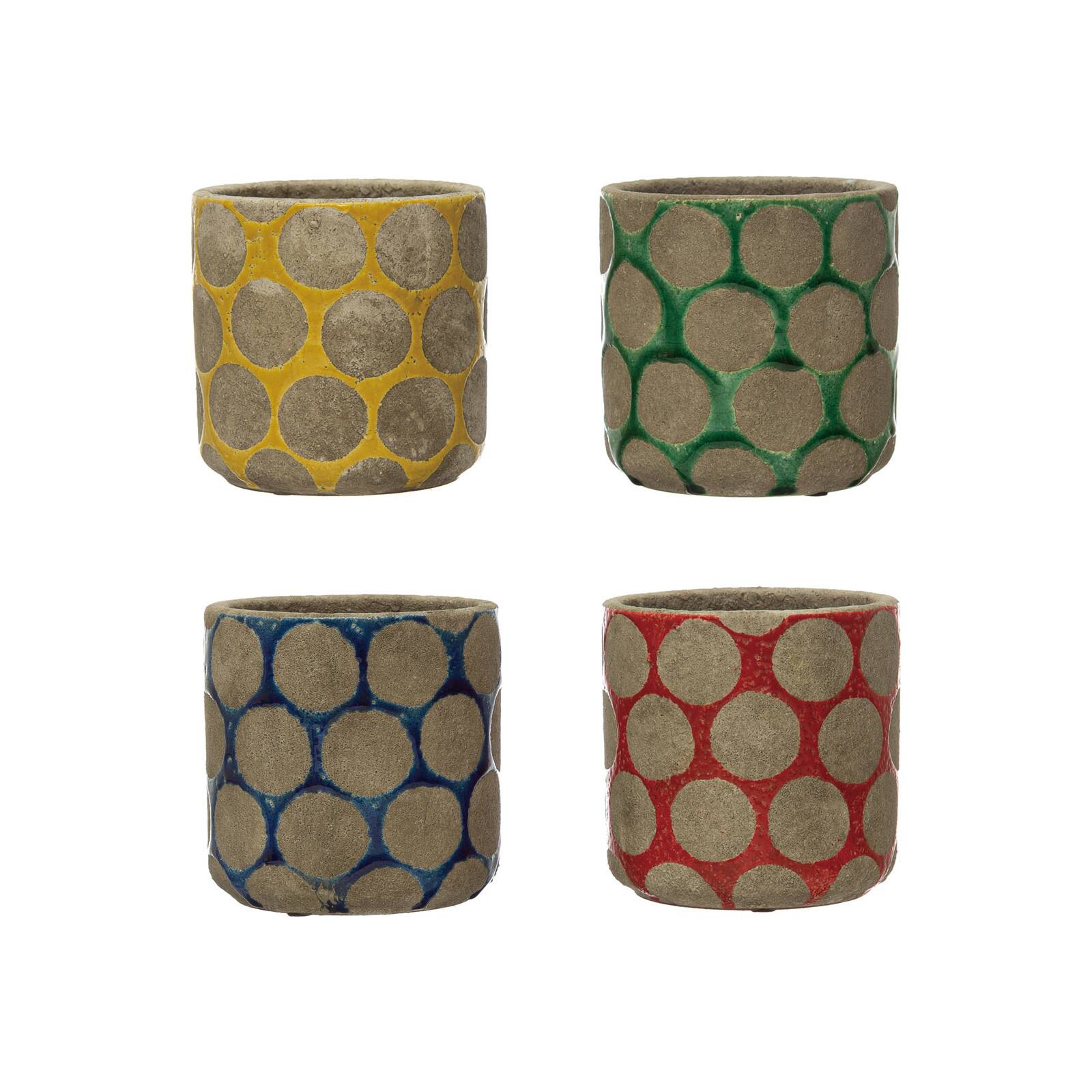 Hello Honey® 5'' Terra-Cotta Planter with Wax Relief Dots Set, 4ct.