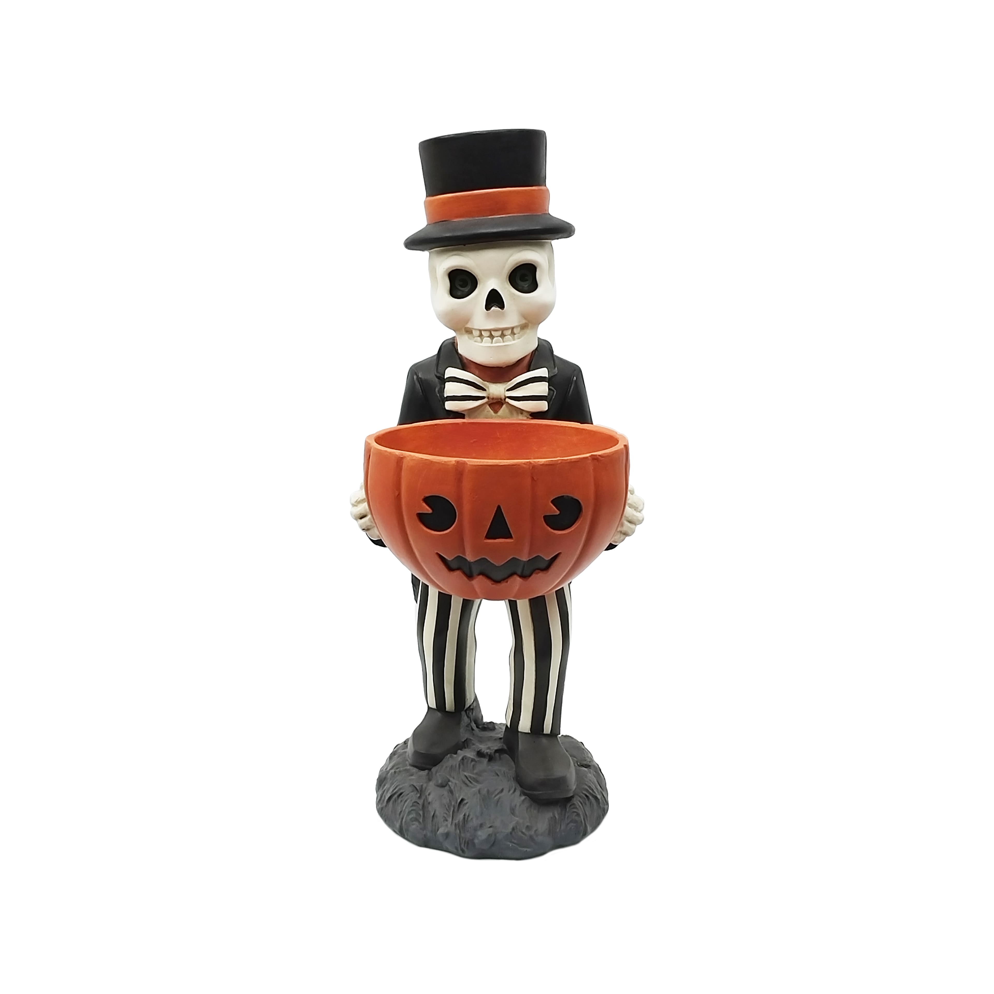 28.25" Skeleton with Jack-o'-Lantern Decorative Bowl by Ashland®