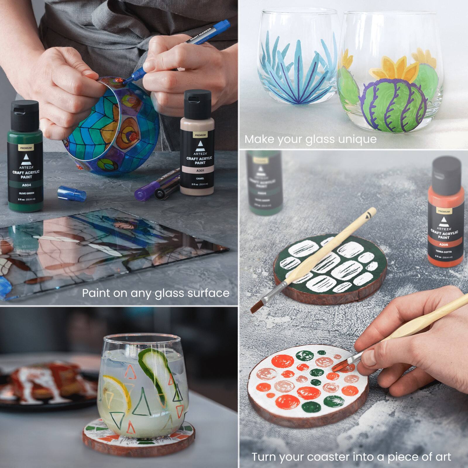 Arteza® Experience Box 25 Piece Wine Glass & Wood Coaster Party Kit