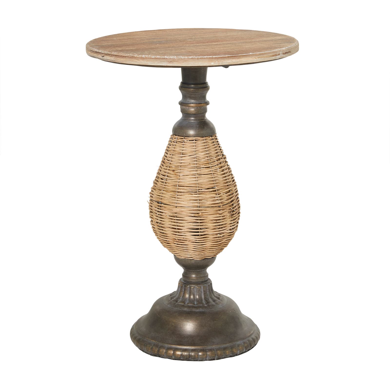 Brown Iron Farmhouse Accent Table, 22" x 15" x 15"