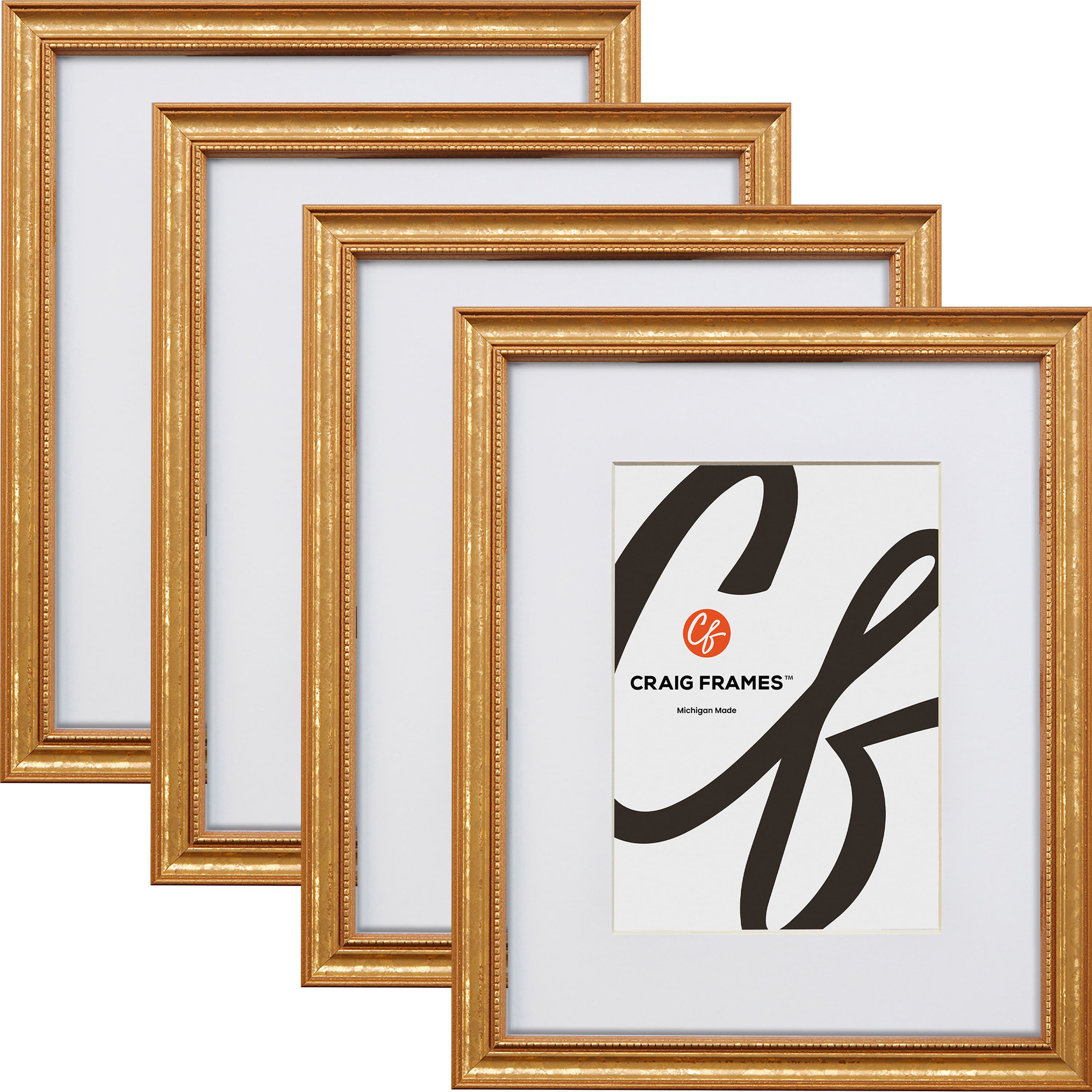 4 Pack Craig Frames Stratton Aged Gold Picture Frame with Mat