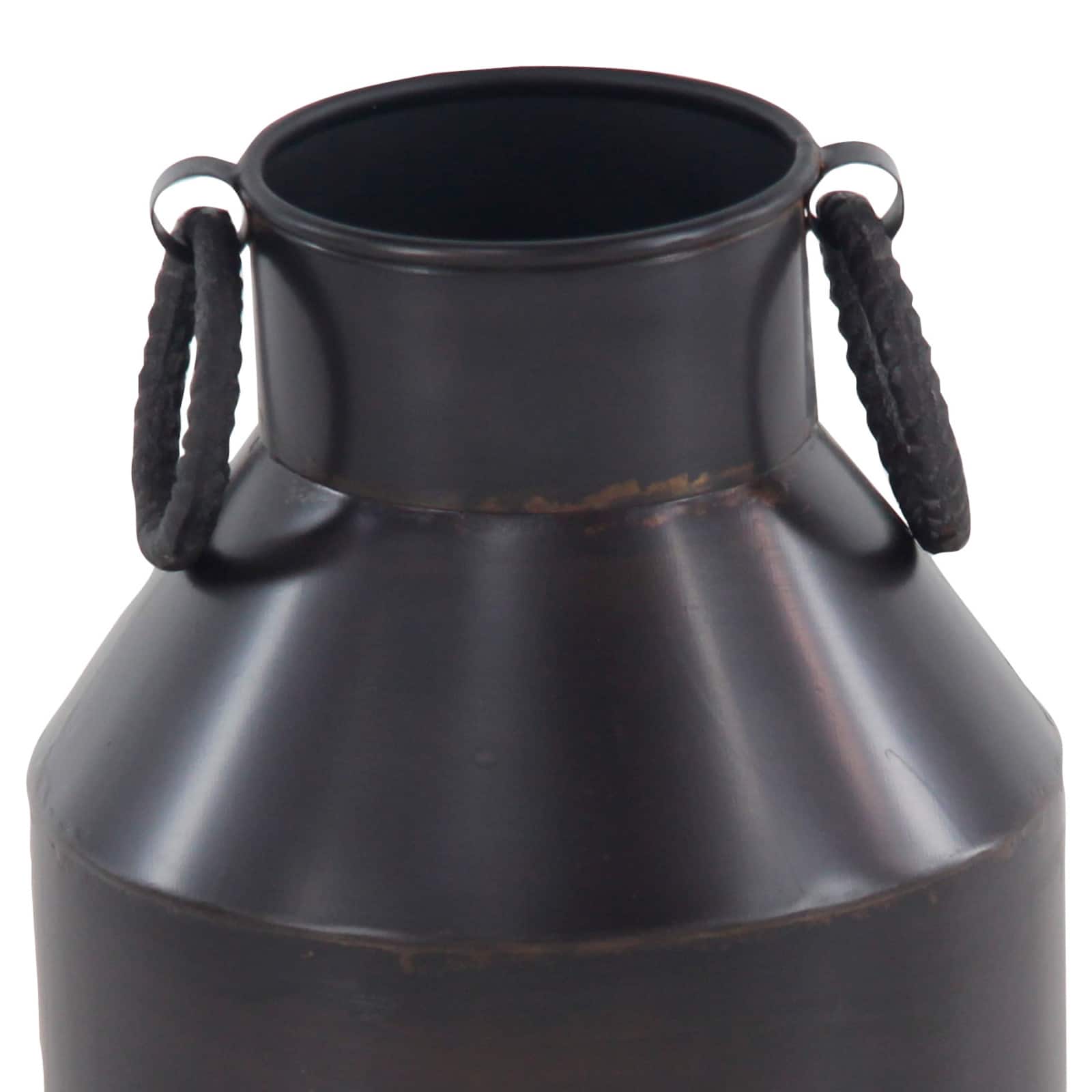 Dark Brown Metal Rustic Vase, 12" x 8" x 8"