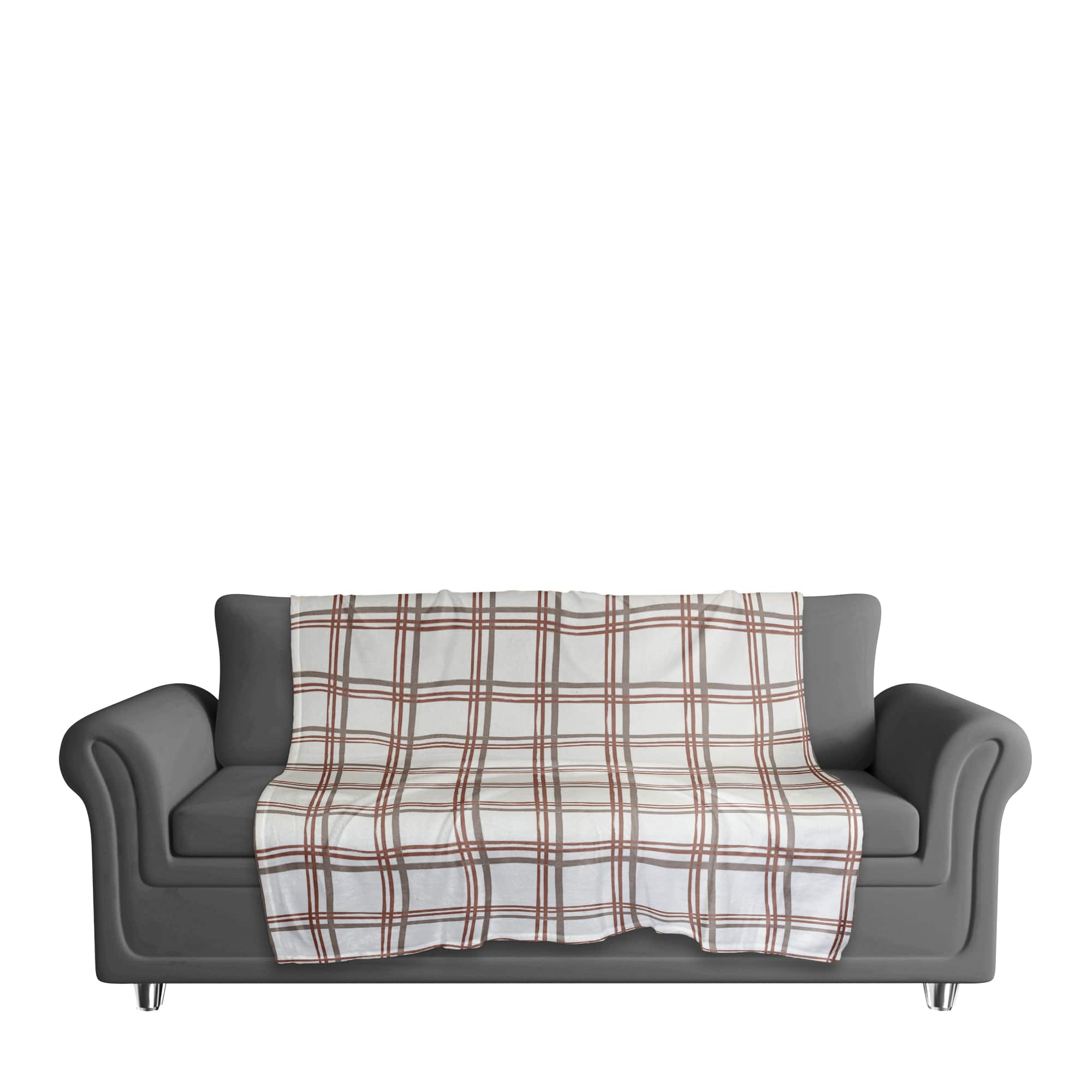 Holiday Plaid on White Coral Fleece Blanket
