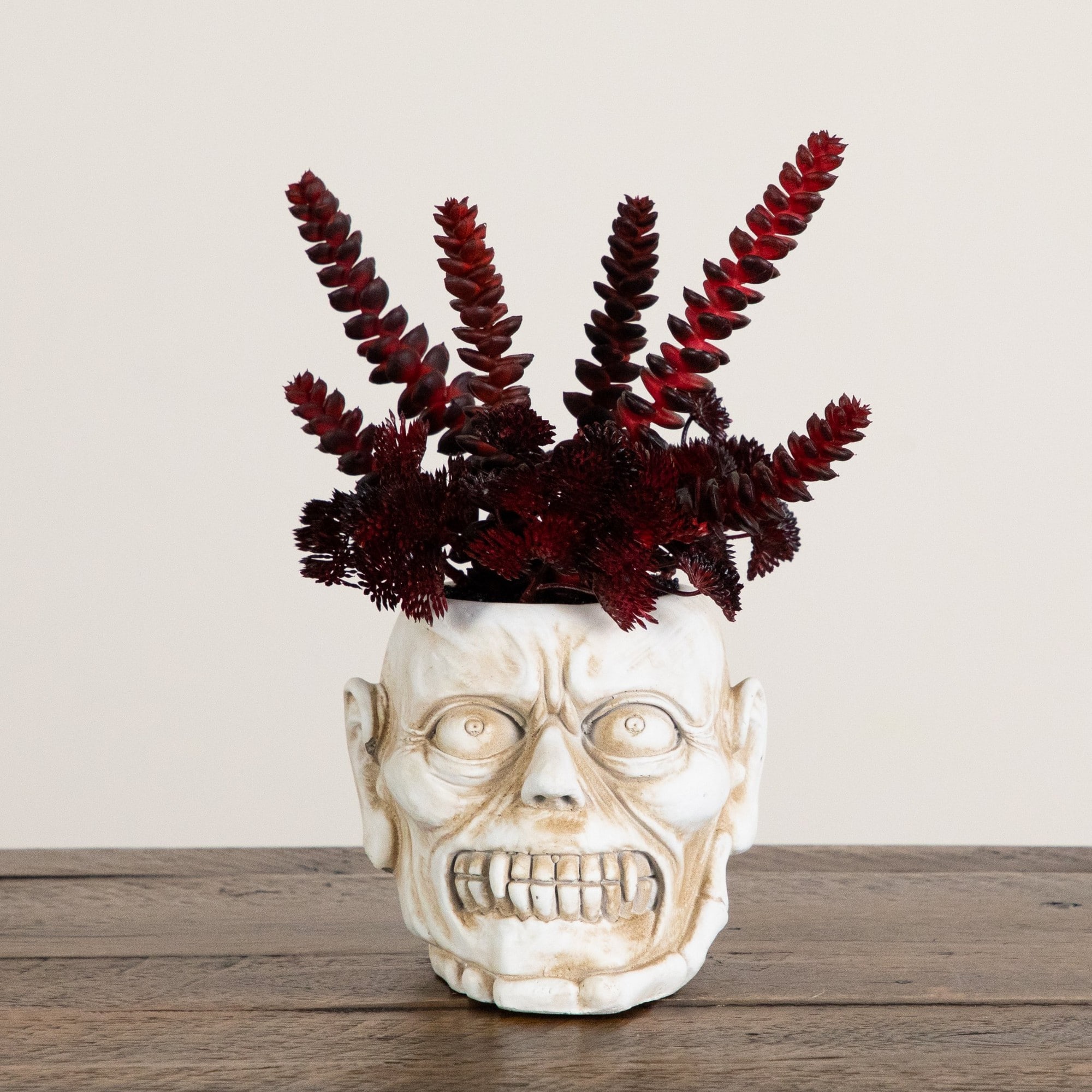 10" Artificial Halloween Succulent Plant in Zombie Halloween Planter