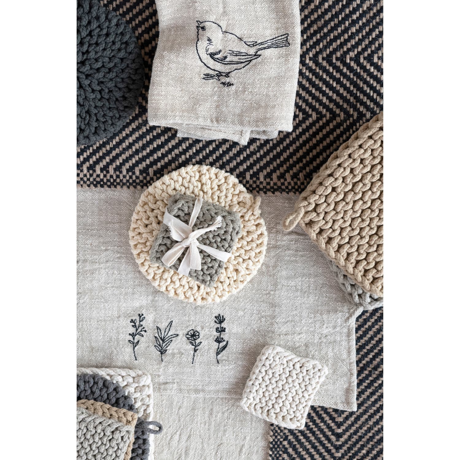 Hello Honey® Square Cotton Crocheted Coaster Set