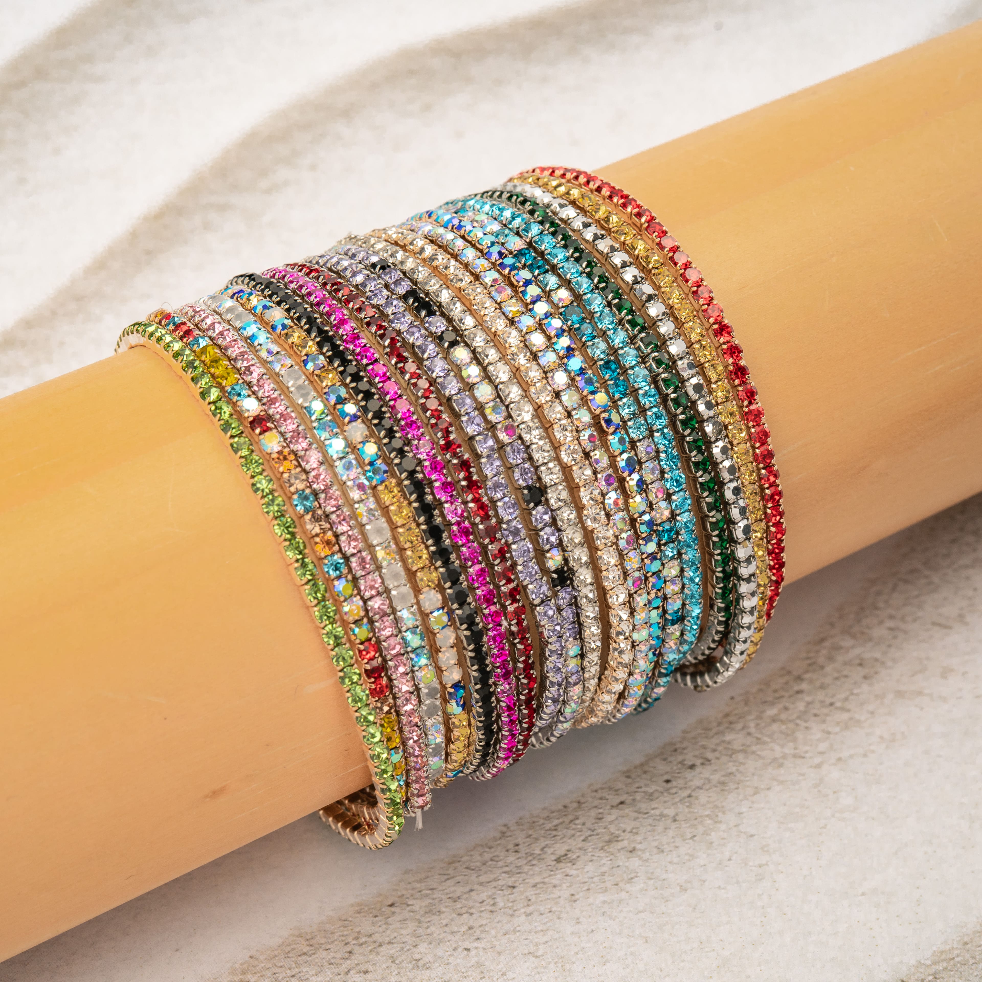 Crystal Lane DIY Gold & Rainbow Rhinestones Bracelets, 2ct.
