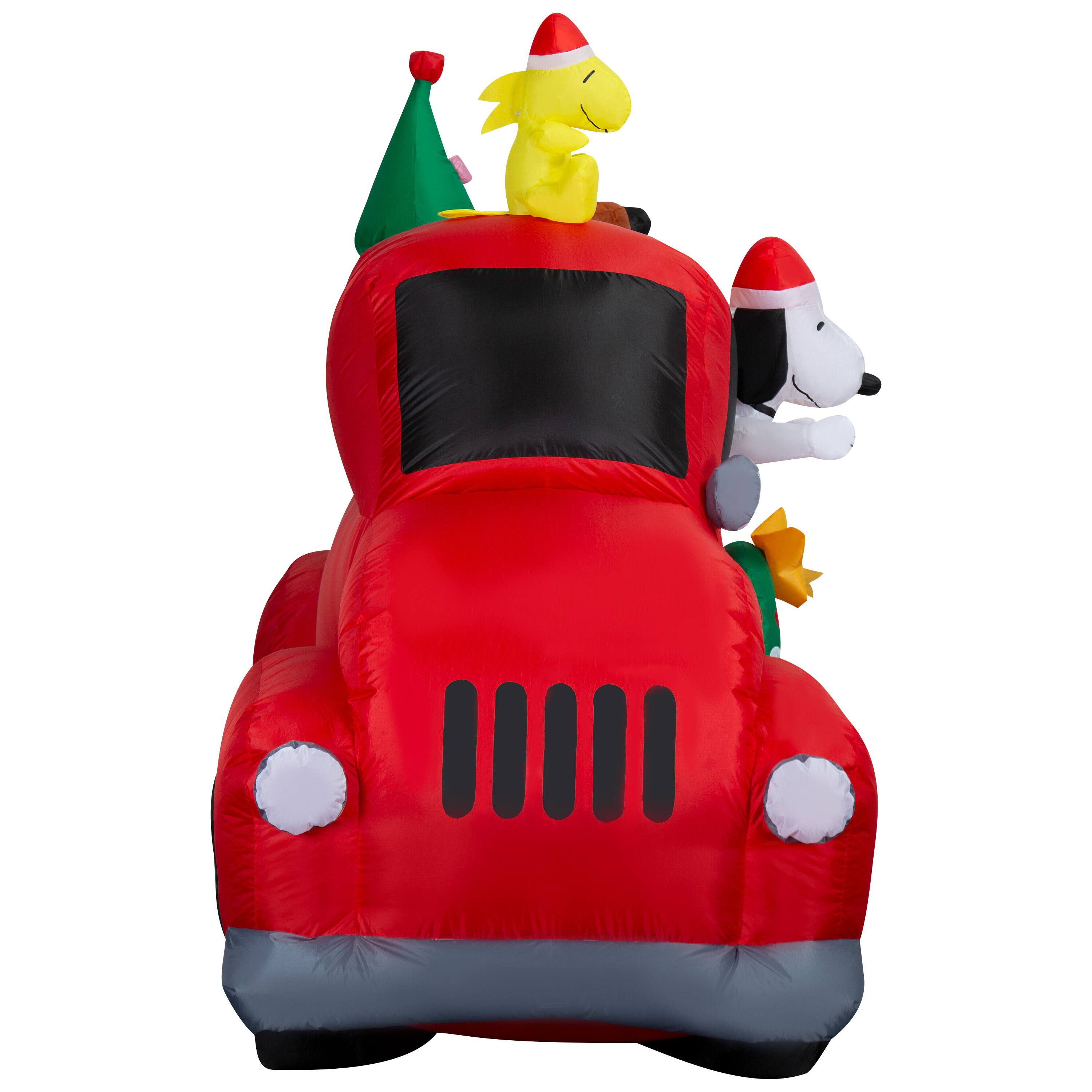 6ft. Airblown® Inflatable Peanuts® Snoopy Driving Truck with Friends Christmas Light Décor