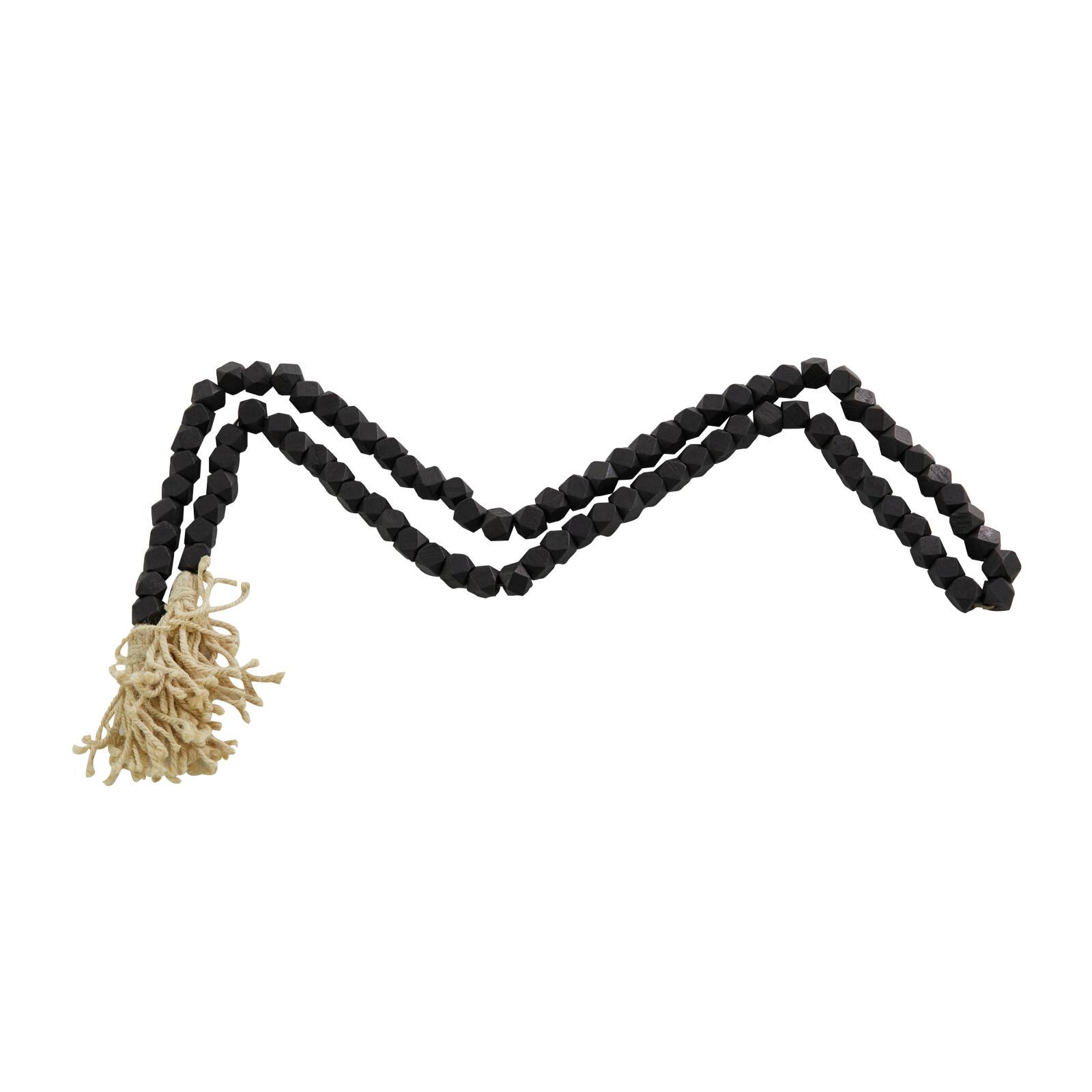 80" Bohemian Mango Wood Beads with Tassels Garland