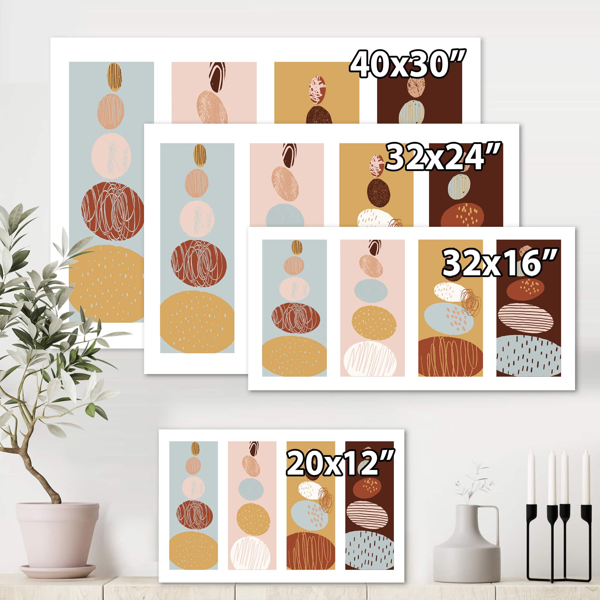 Designart - Minimalistic Compostion of Organic Shaped Pebbles - Modern Canvas Wall Art Print