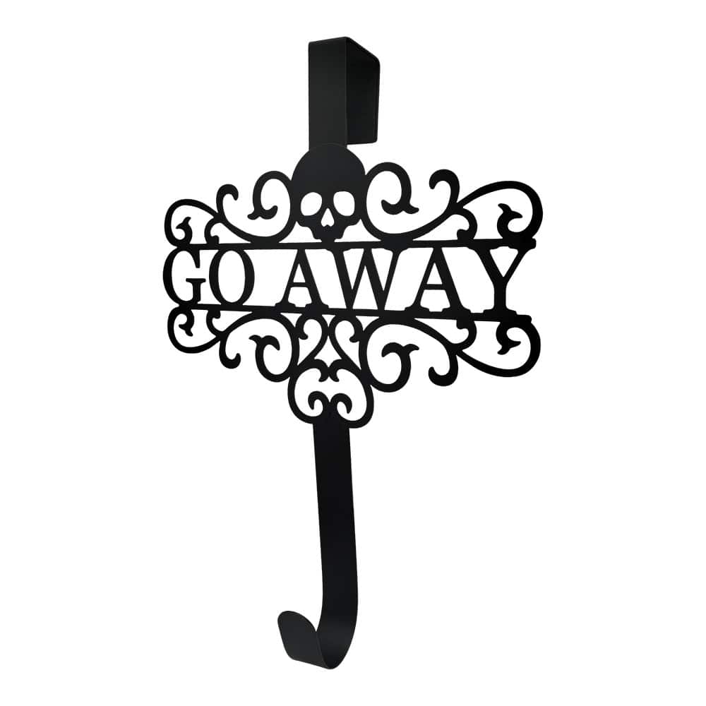 15" Black Go Away Skull Wreath Hanger by Ashland®