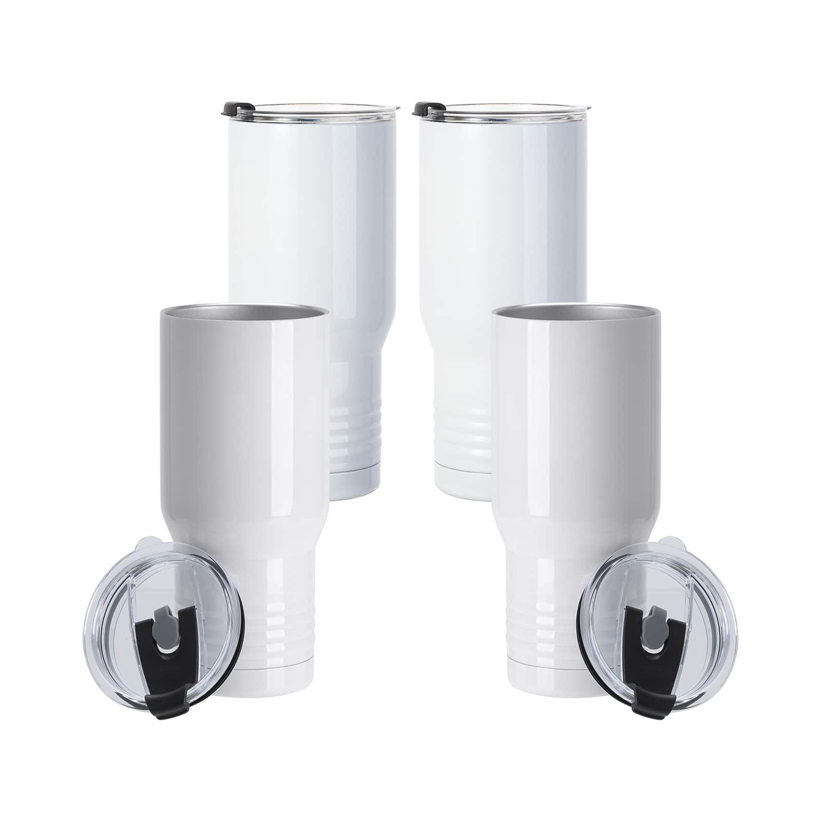 Craft Express 4ct. 22oz. White Stainless Steel Tumbler with Ringneck Grip