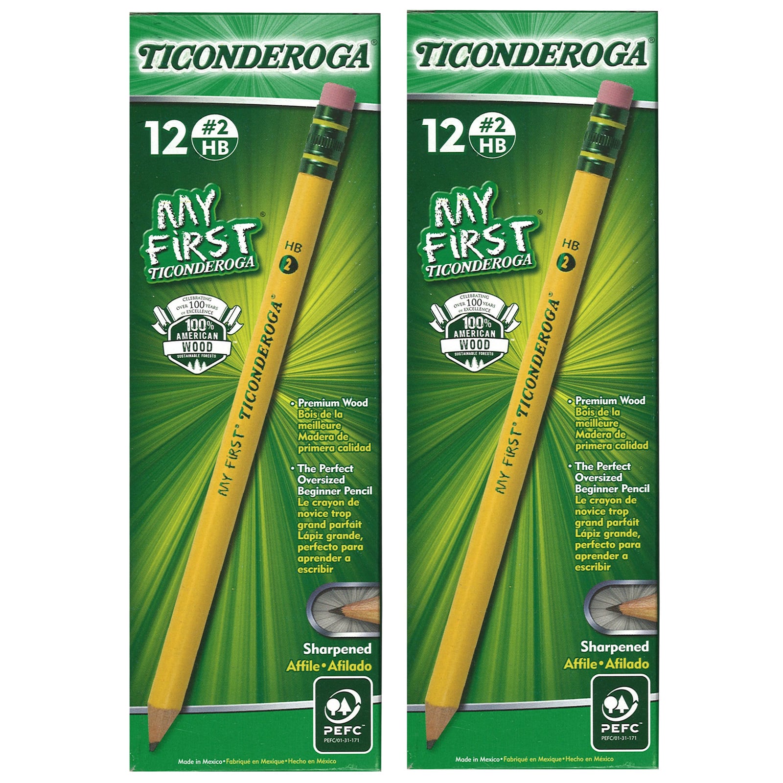 My First® Ticonderoga® Pencils with Erasers, 2 Packs of 12