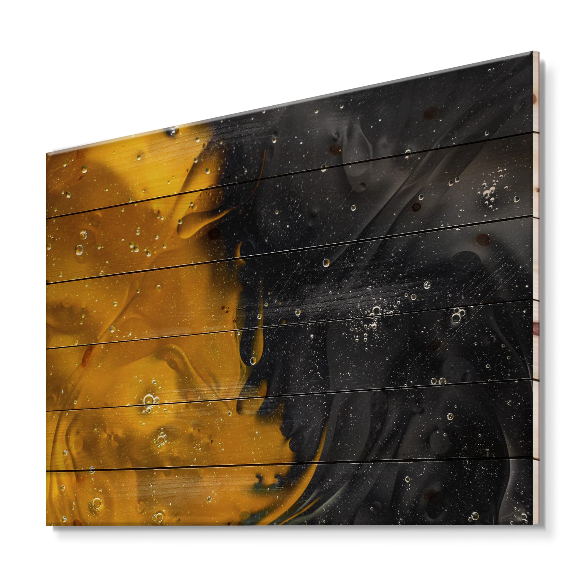 Designart - Marriage of Yellow and Black - Modern Print on Natural Pine Wood