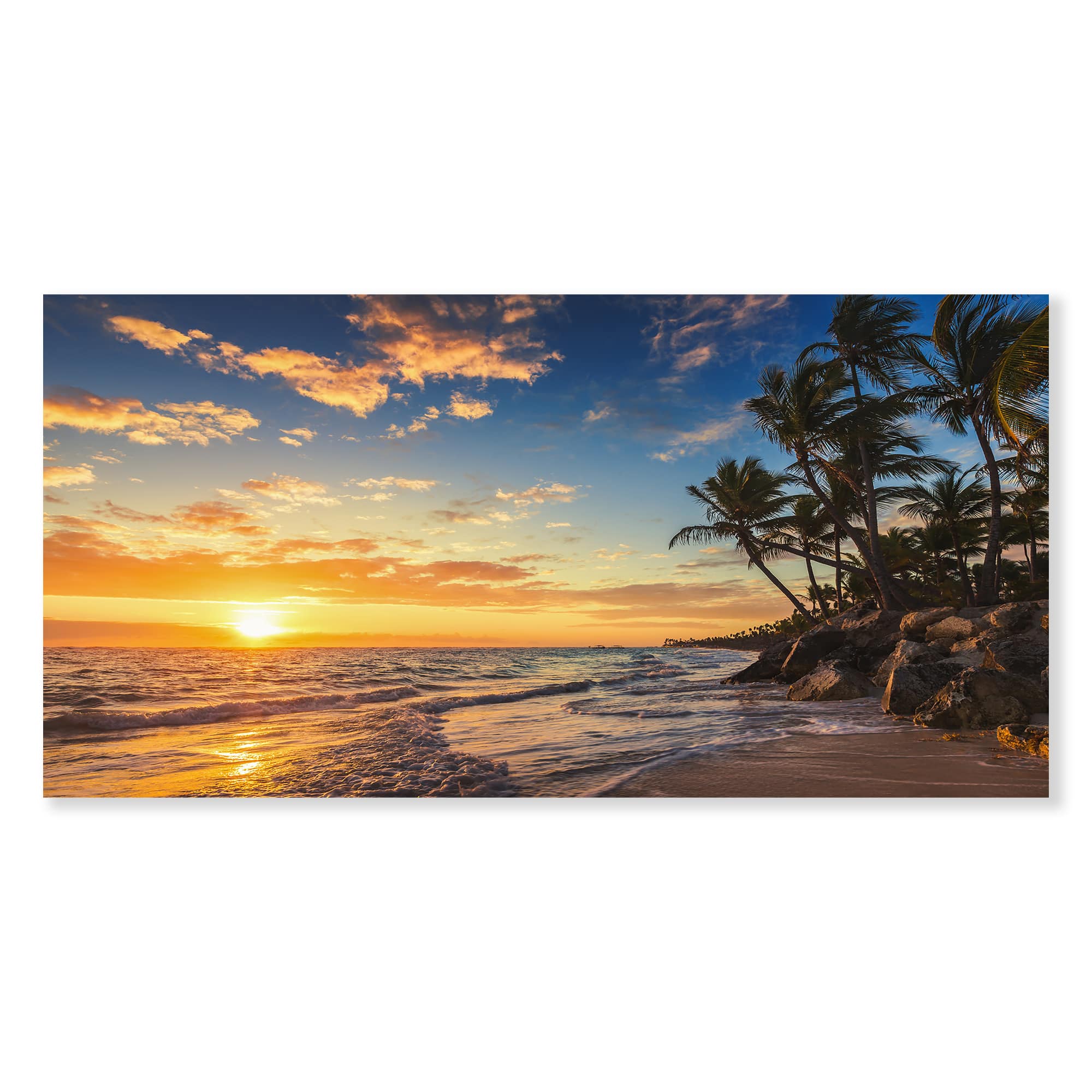 Designart - Paradise Tropical Island Beach with Palms - Extra Large Seascape Art Canvas