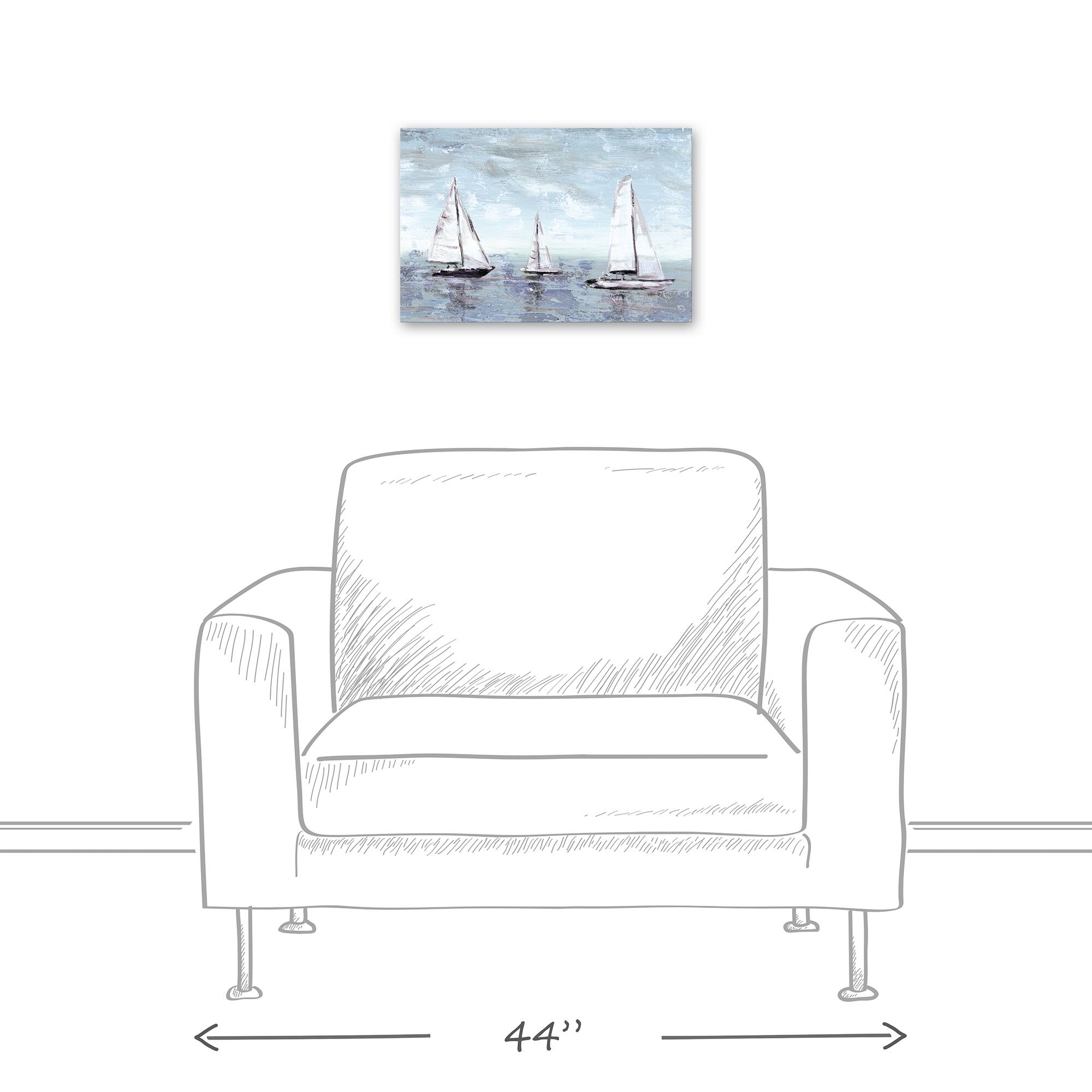 Boats on Horizon Canvas Wall Art