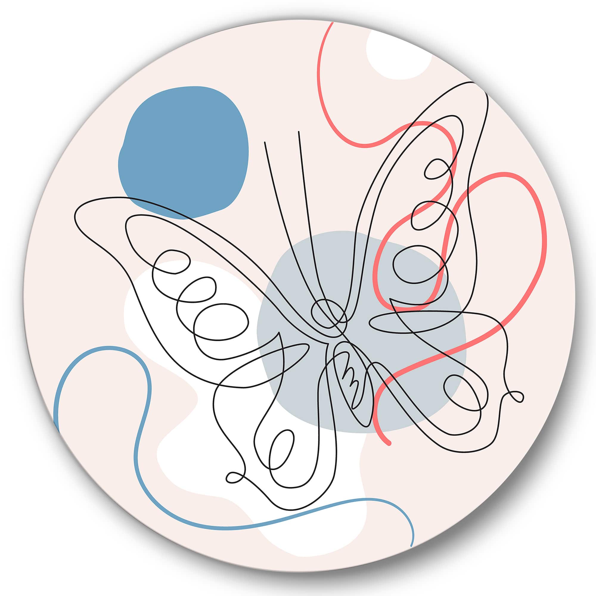 Designart - Butterfly One Line Drawing On Cubism Shapes III