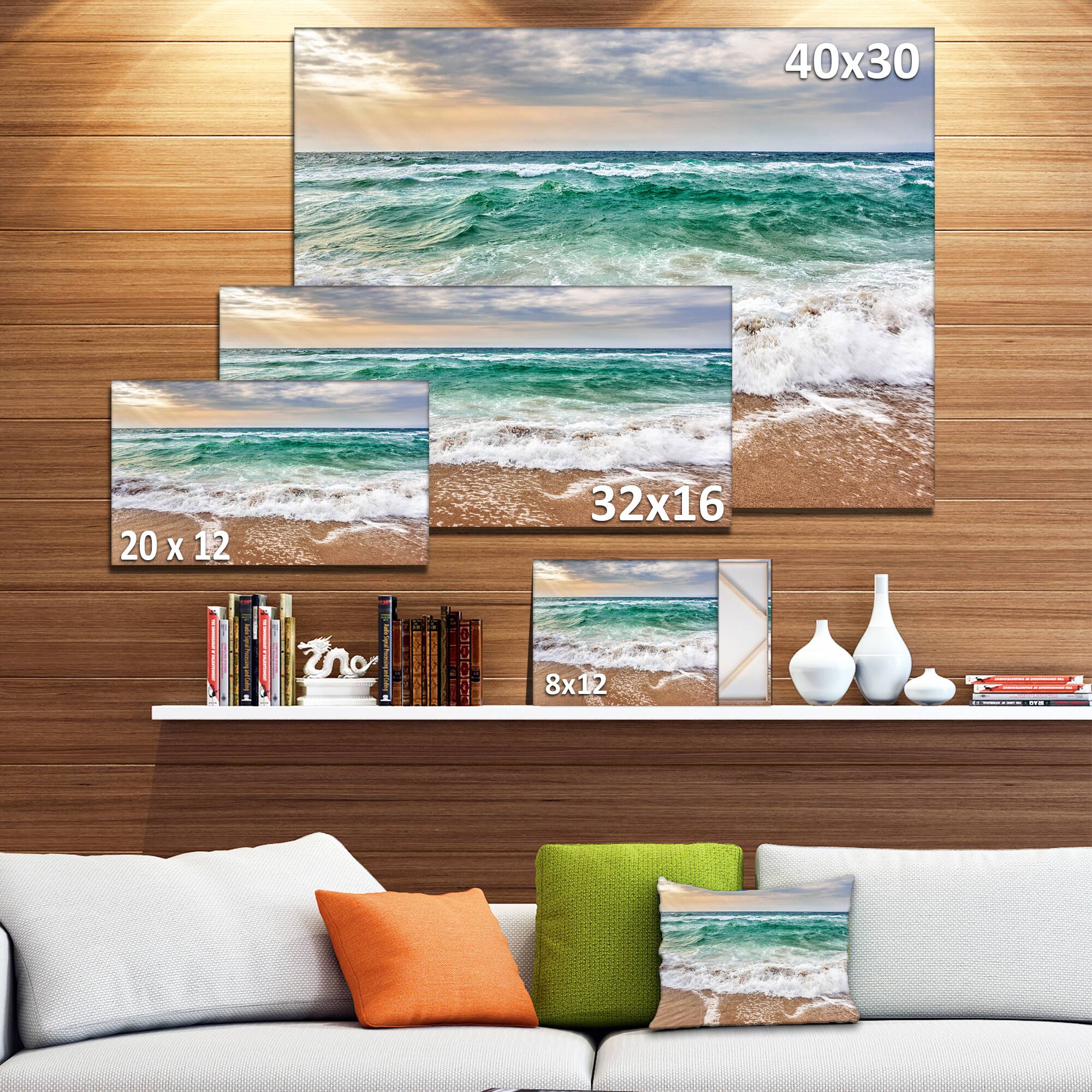 Designart - Crystal Clear Blue Foaming Waves - Seascape Canvas Art Print