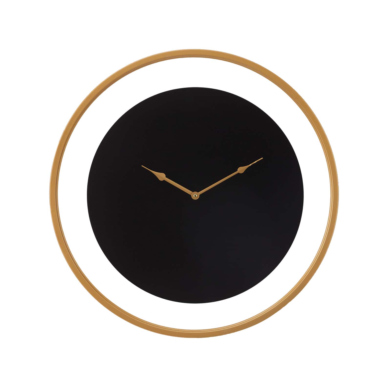 24" Black Metal Wall Clock with Gold Accents