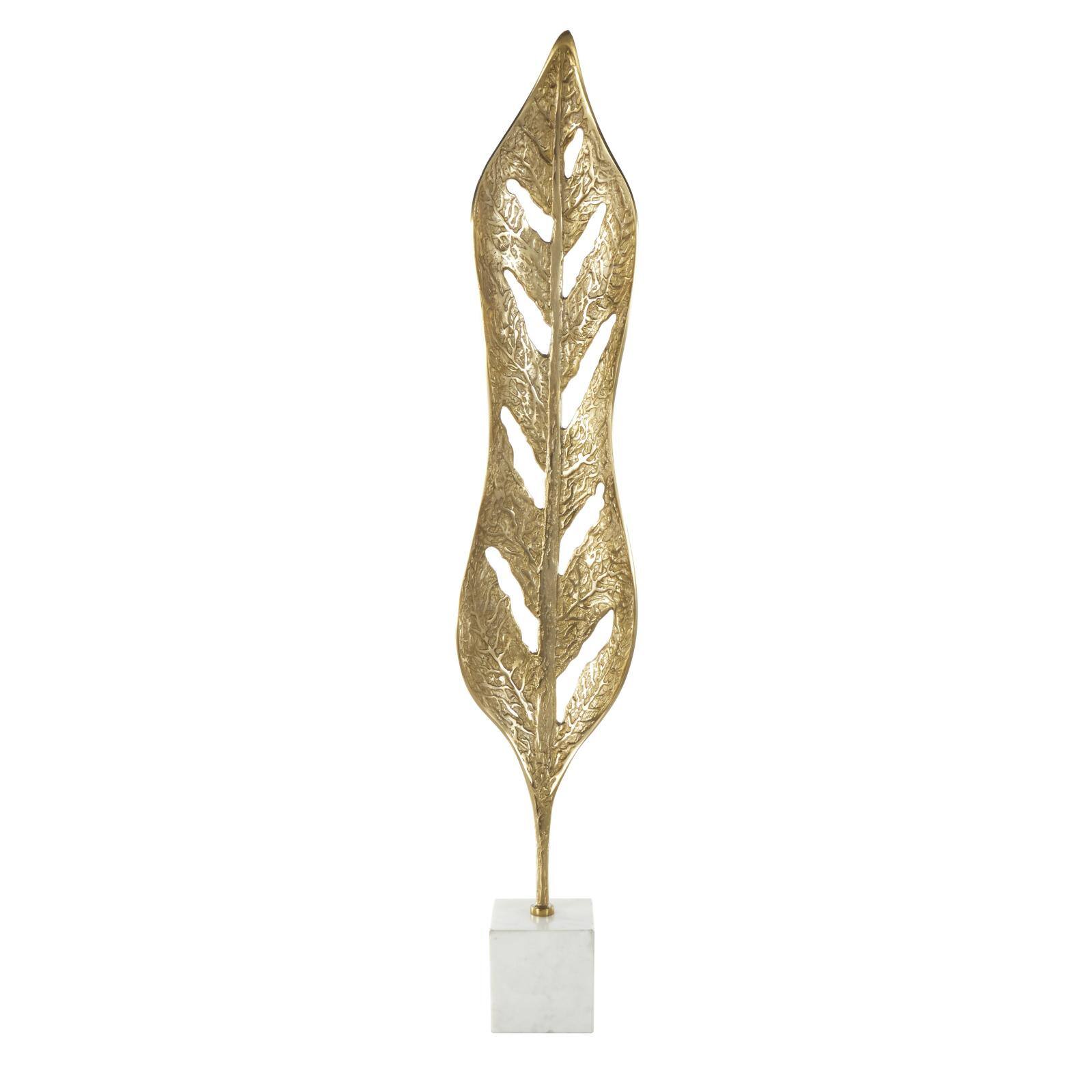 43" Gold Metal Leaf Tall Textured Cutout Sculpture