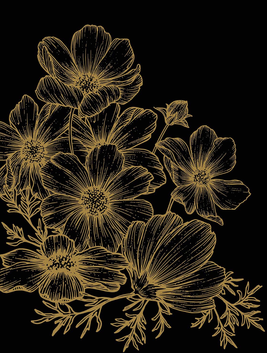 Designs Direct Poppies Linework Wall Mural