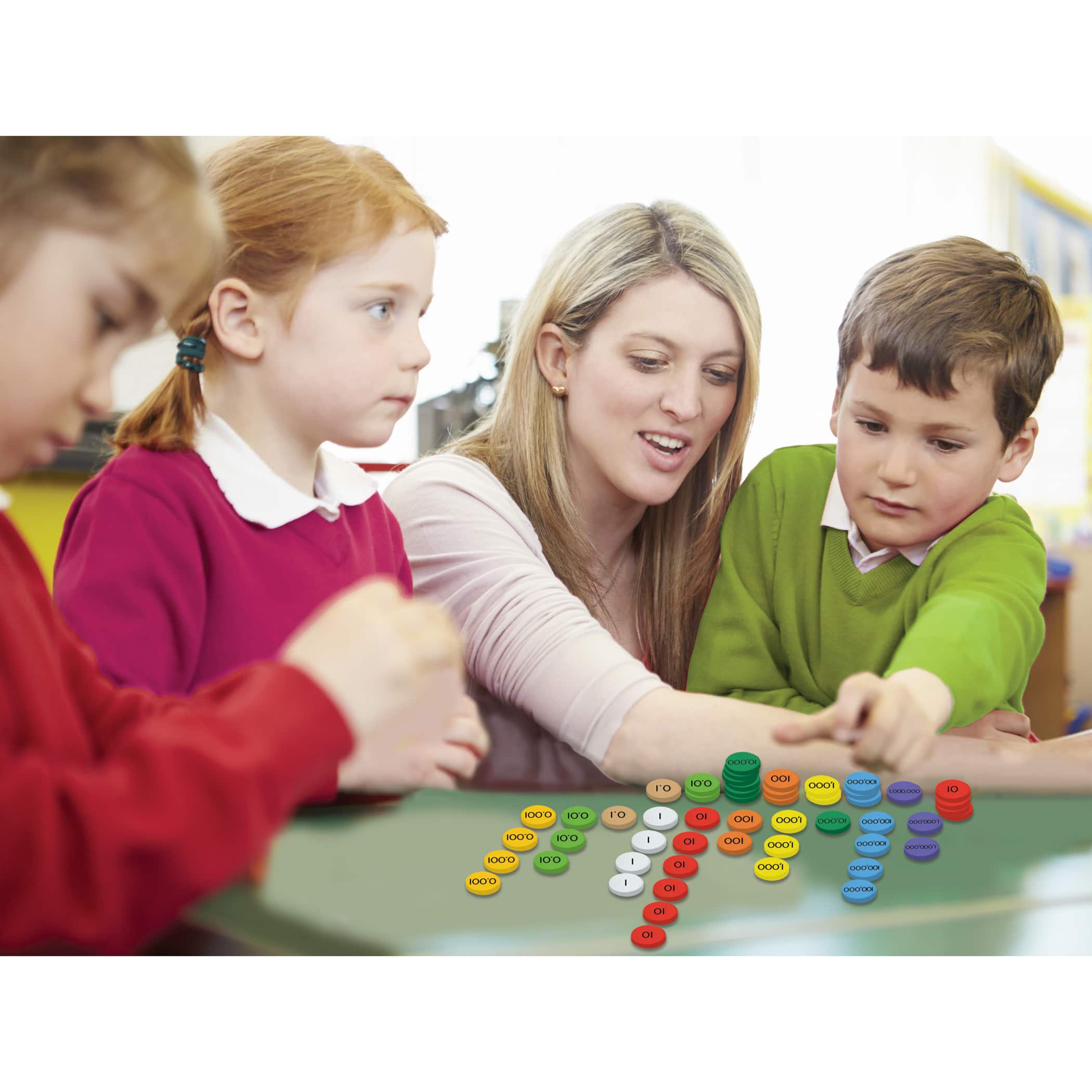 10-Value Decimals to Whole Numbers Place Value Discs Set, Pack of 250