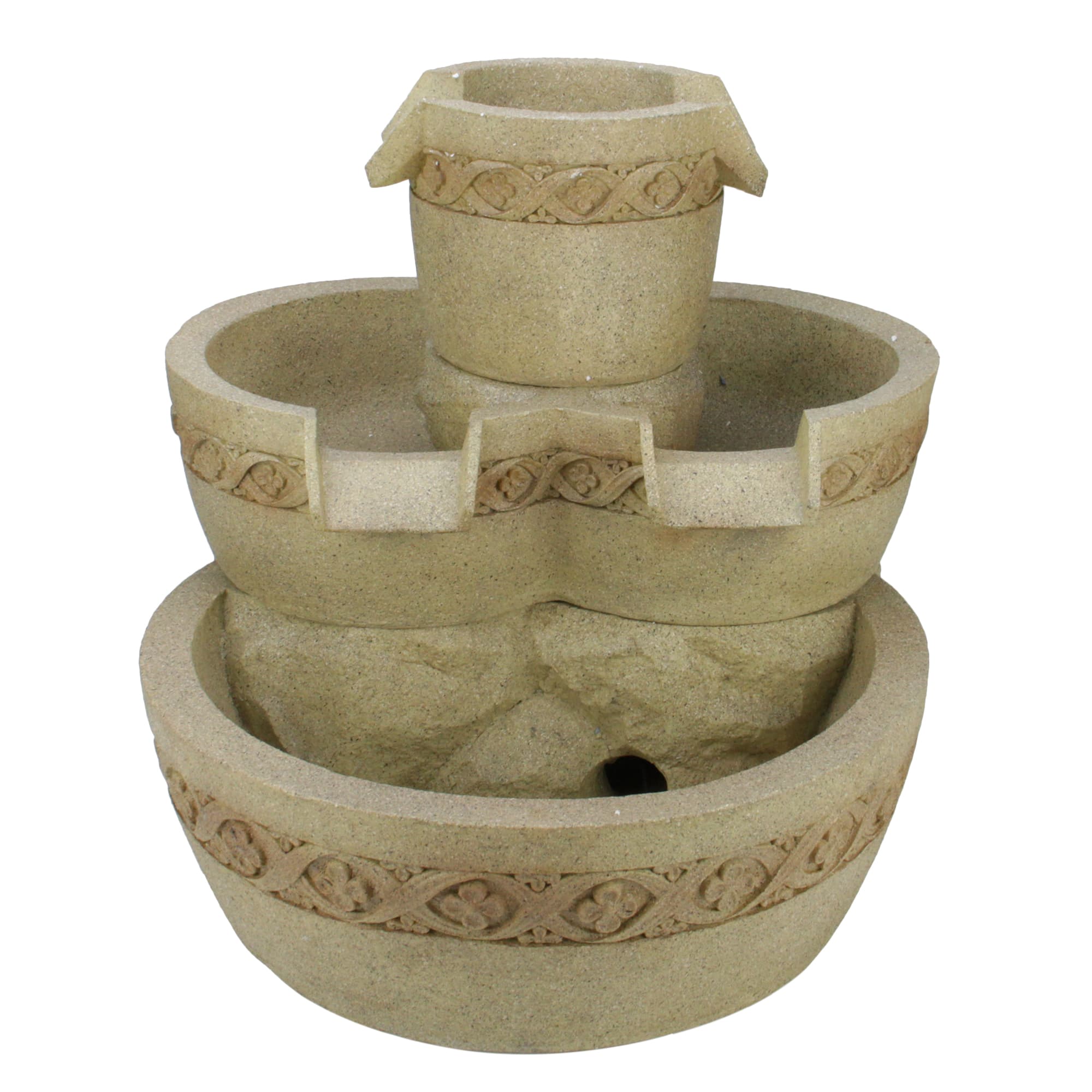 18.25" LED Three Tier Floral Bowl Outdoor Water Fountain
