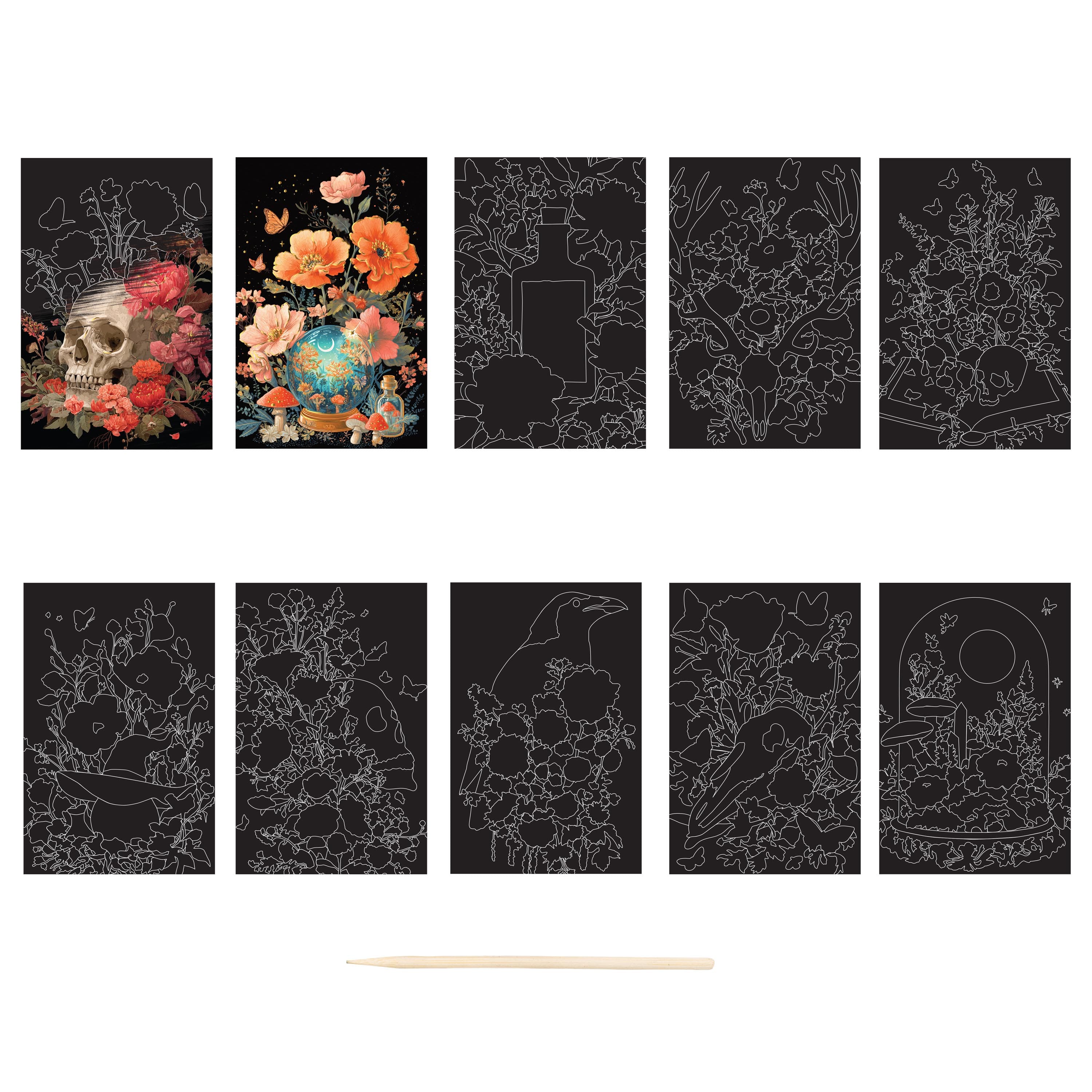 Brea Reese® Mini Florals of the Dead Scratch Art Paper Pad