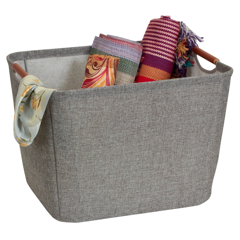 Household Essentials Storage Bin with Wood Handles