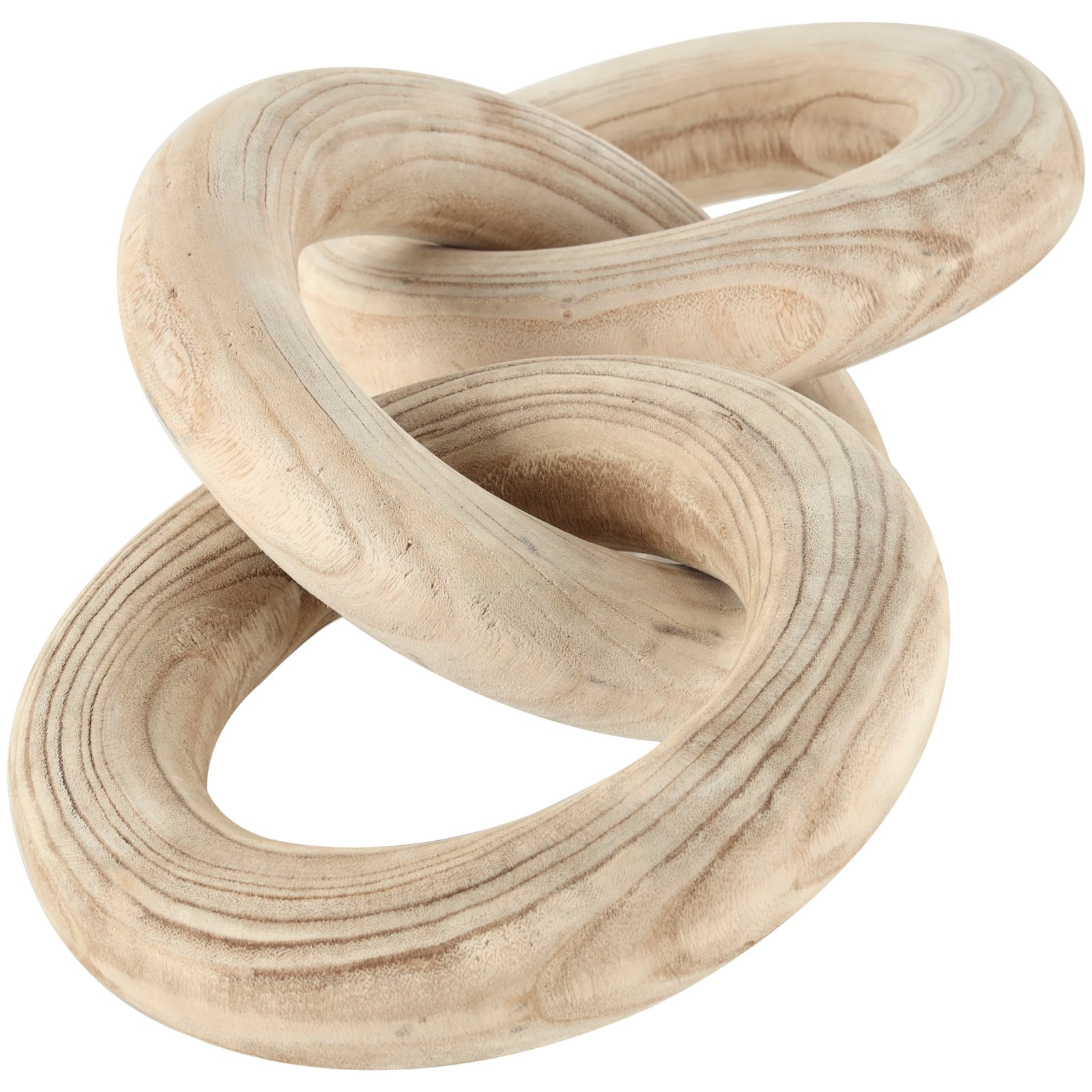 20" Cream Wood Chain 3-Link Sculpture with Natural Wood Grain