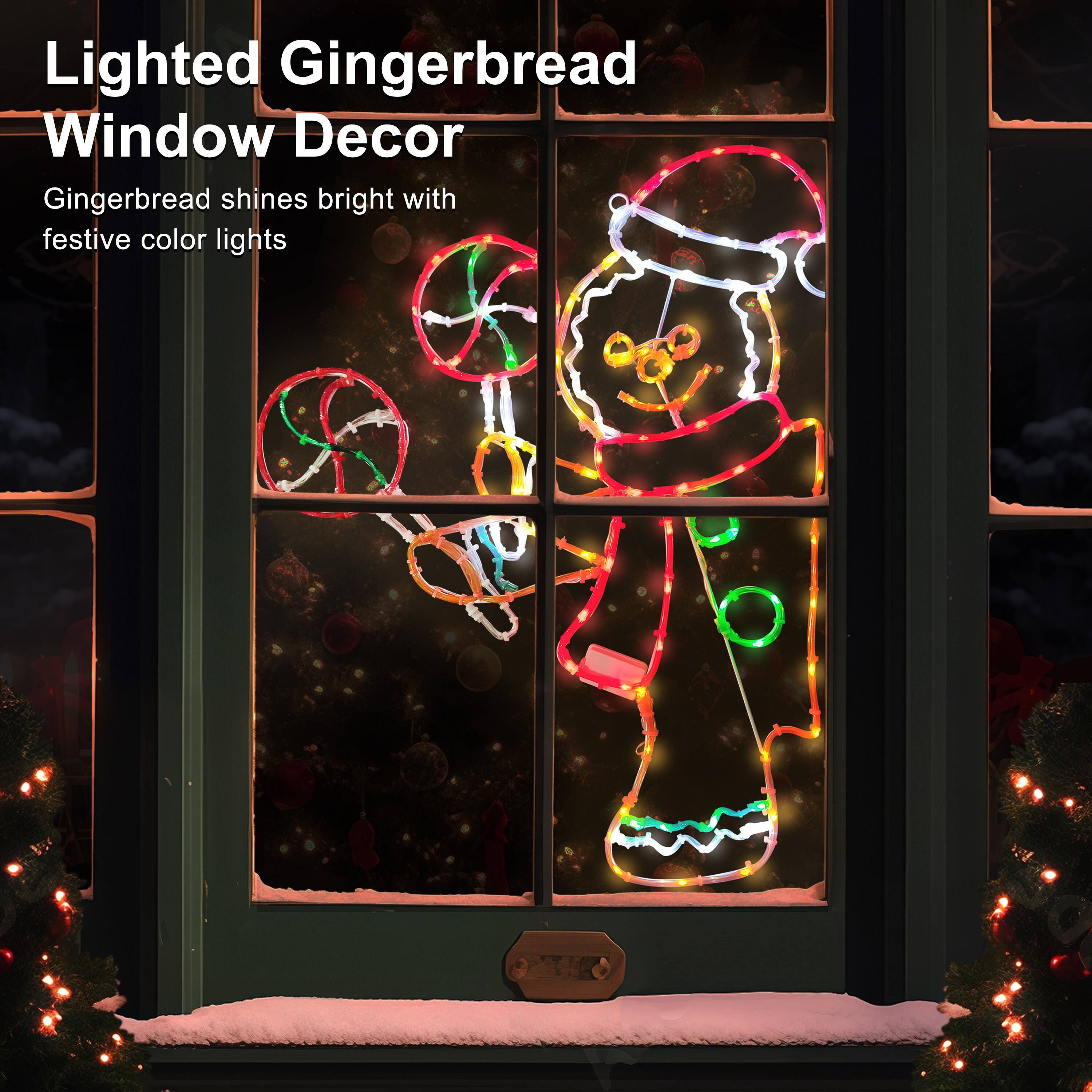 2ft. Pre-Lit Gingerbread Window Decoration