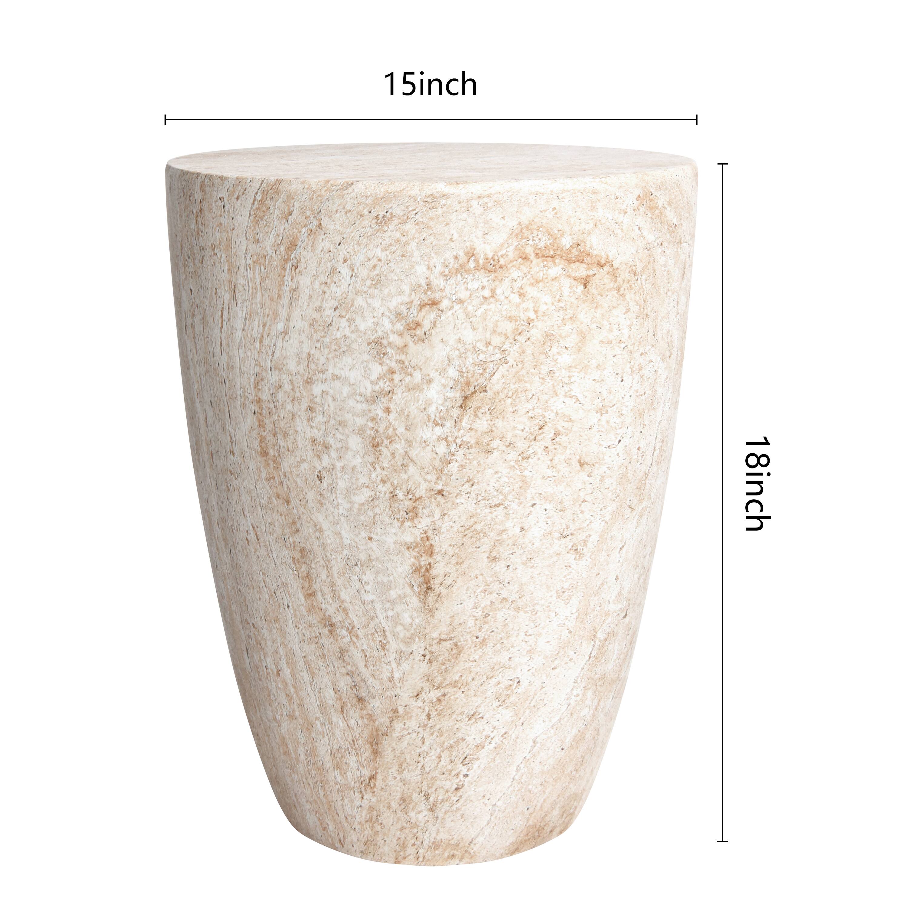 Empire Art Direct 18" Tapered Travertine Stone Finish MGO Side Accent Table