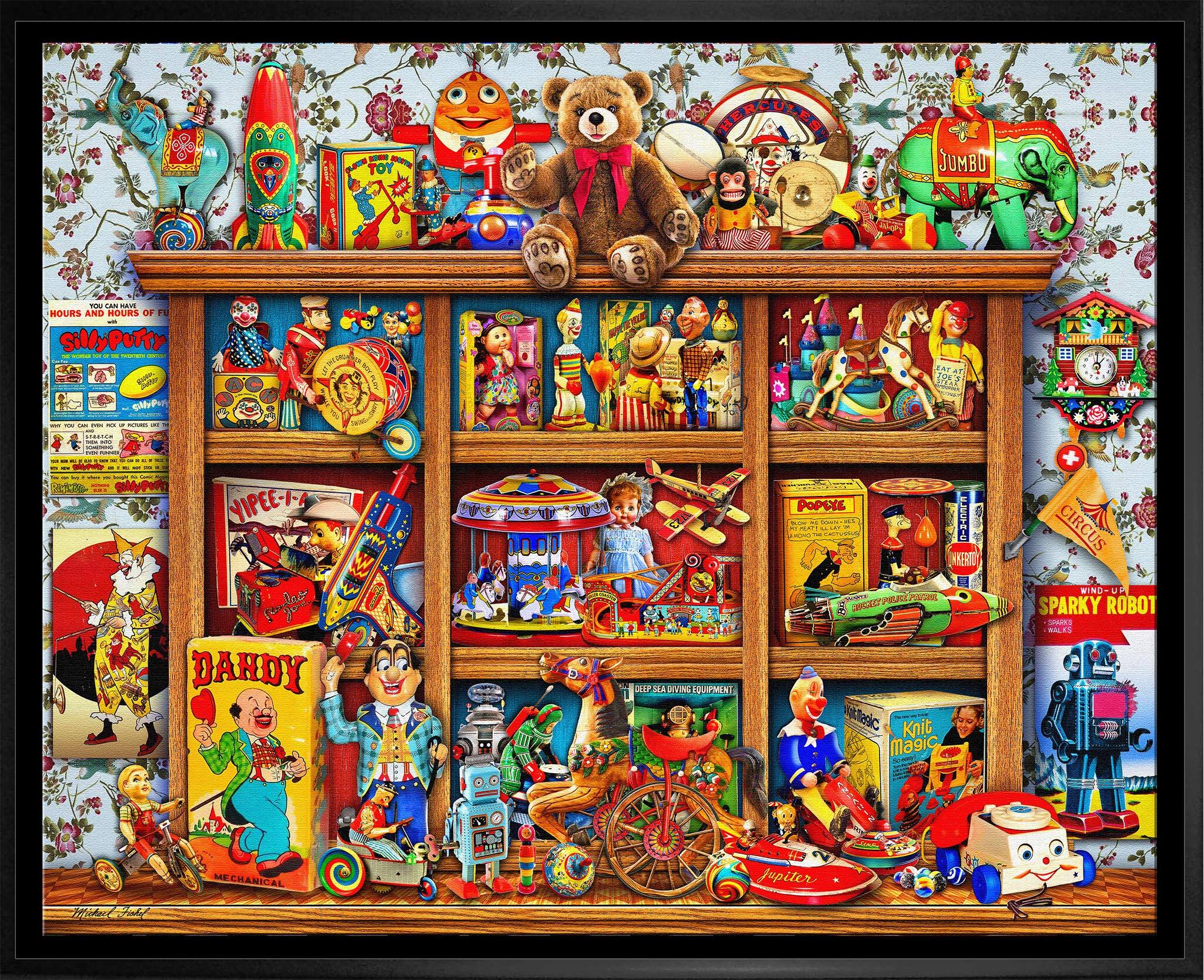 Totally Toys 20" x 24" Framed Canvas by Michael Fishel 26.5" x 22.5"