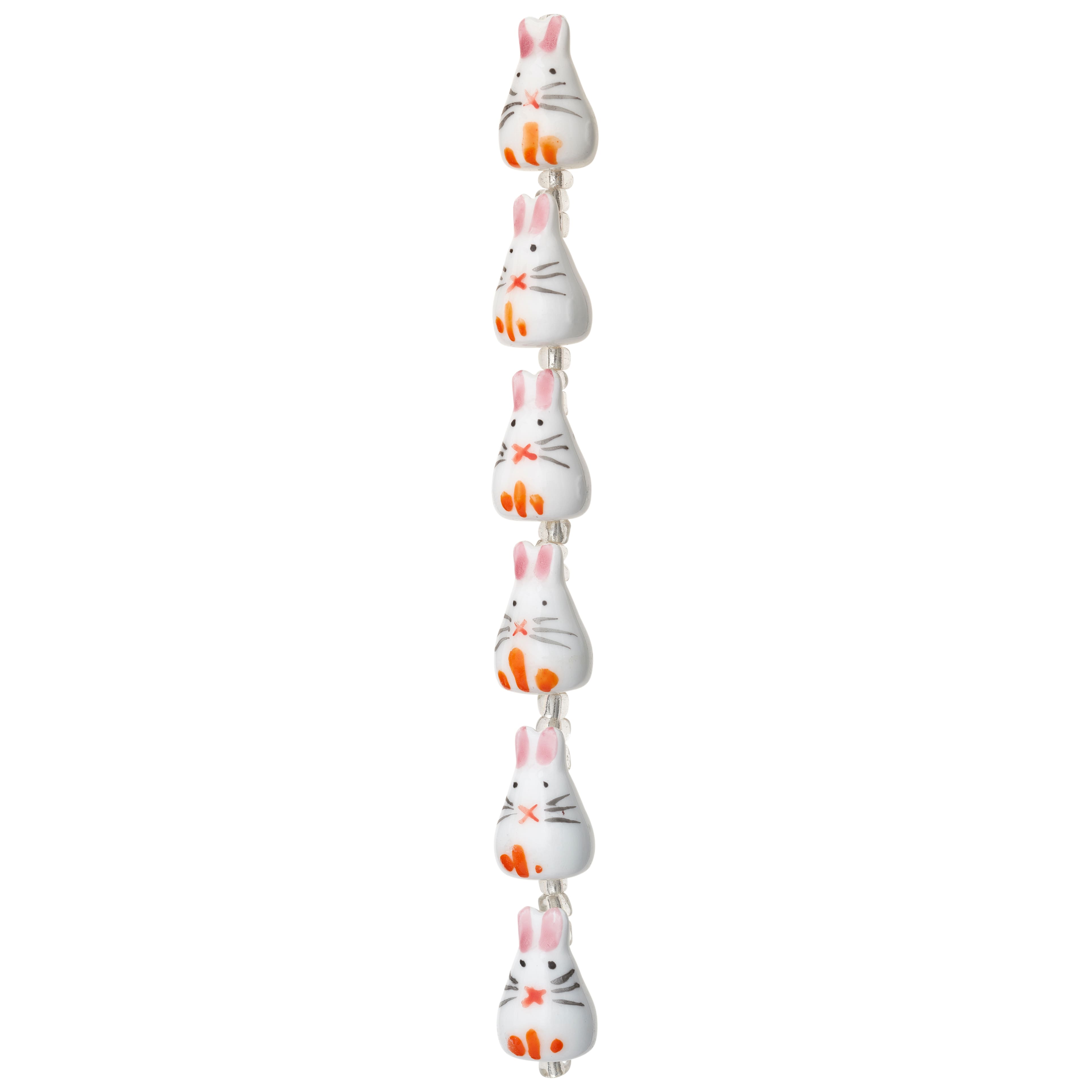 12 Pack: White Rabbit Ceramic Beads, 19mm by Bead Landing™