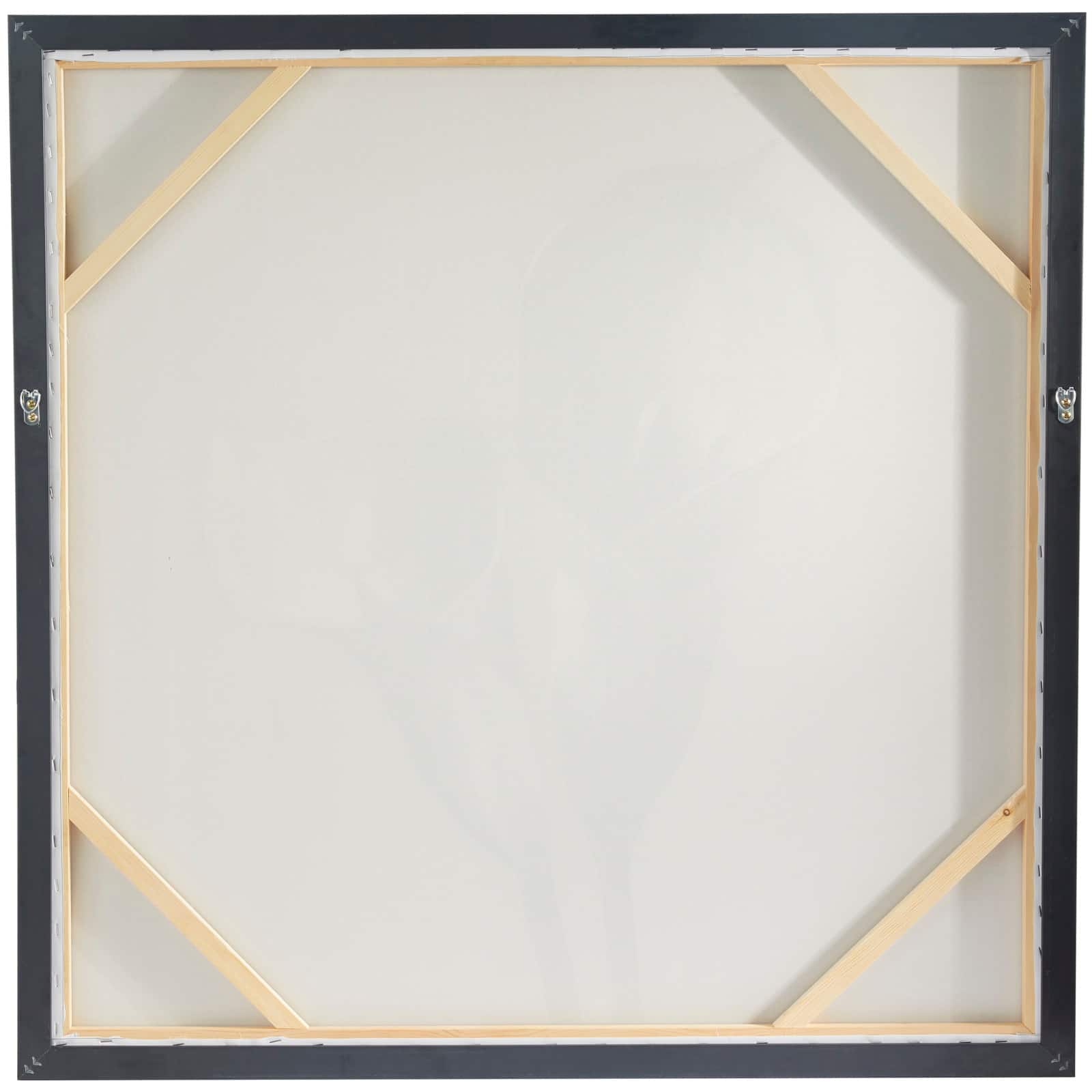 White Canvas Shaded Tulip Floral Framed Wall Art with Black Frame 37" x 1" x 37"