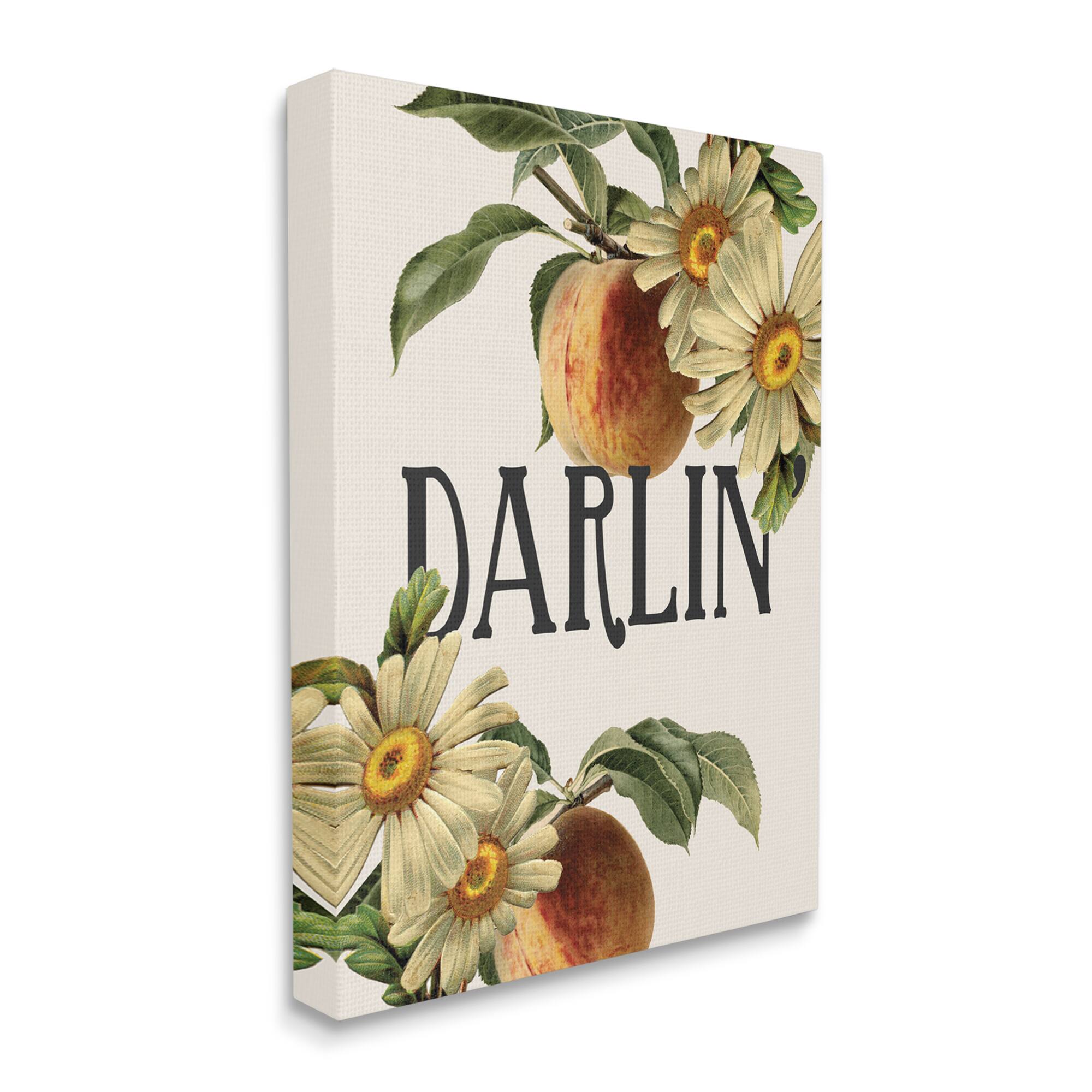 Stupell Industries Darlin' Southern Phrase Vintage Peach Tree Canvas Wall Art