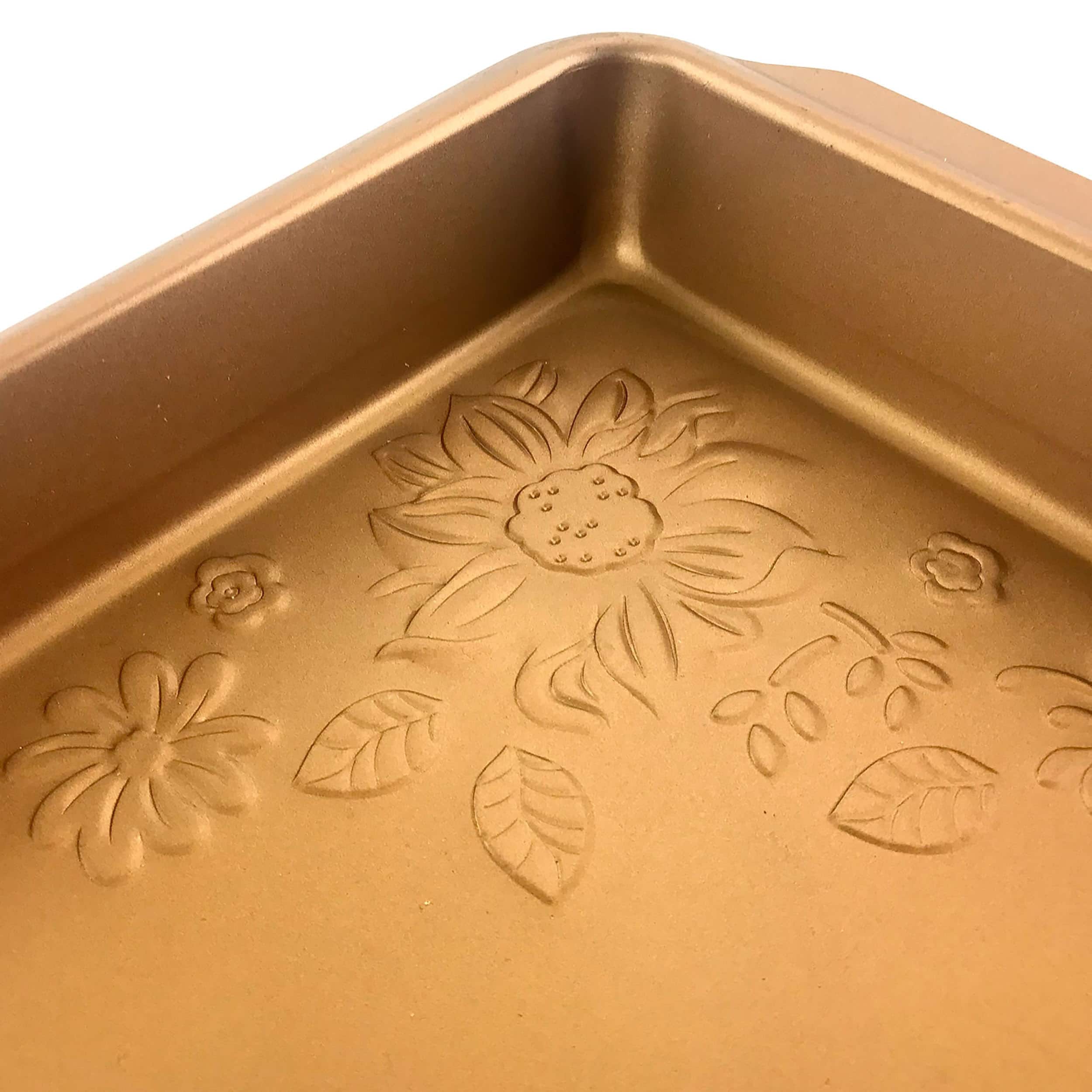 Gibson Home Country Kitchen Embossed Carbon Steel 13.75" Copper Roaster Pan