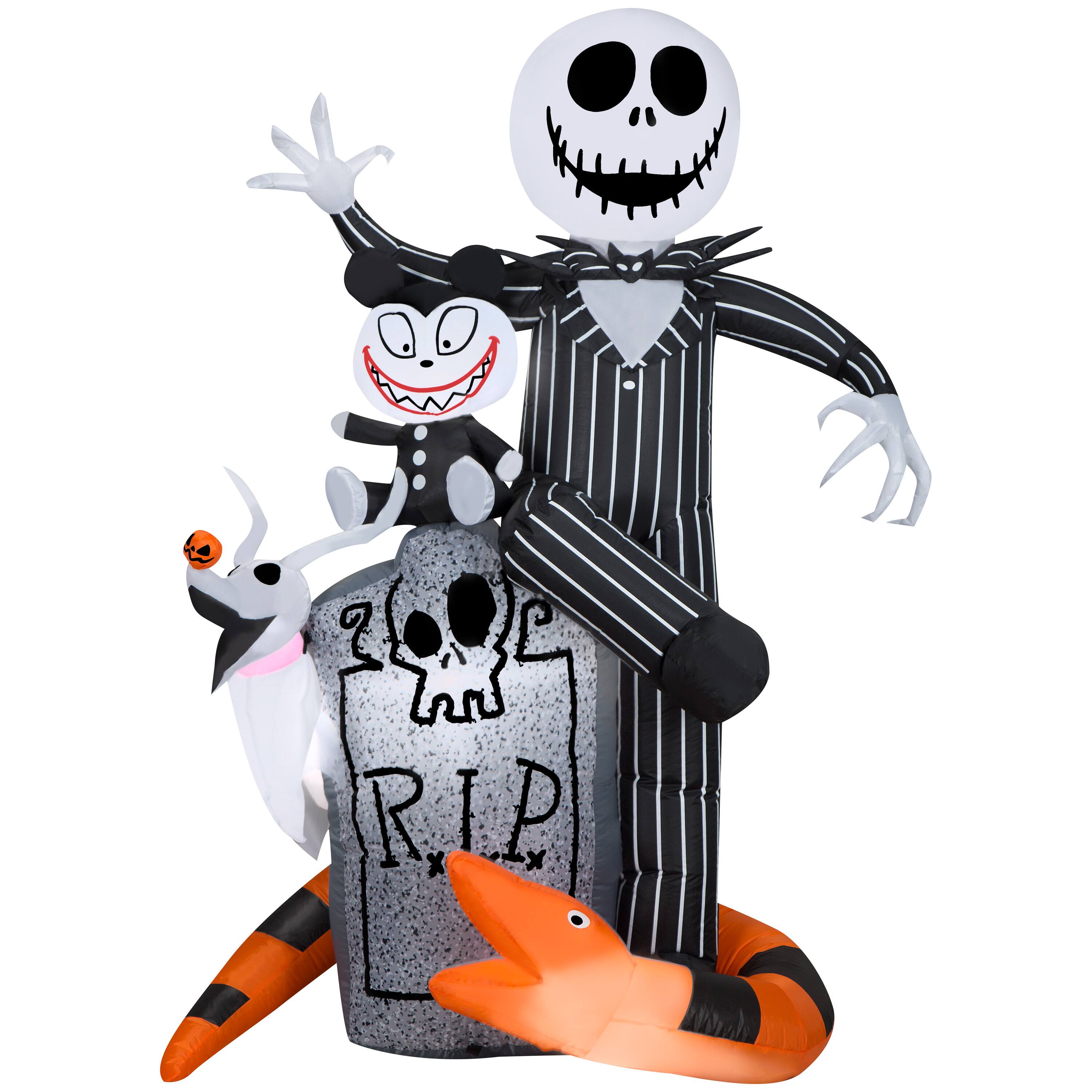 5.5ft. Airblown® Disney® Inflatable Jack Skellington Halloween Scene with Scary Teddy, Zero & Snake Lighted Décor