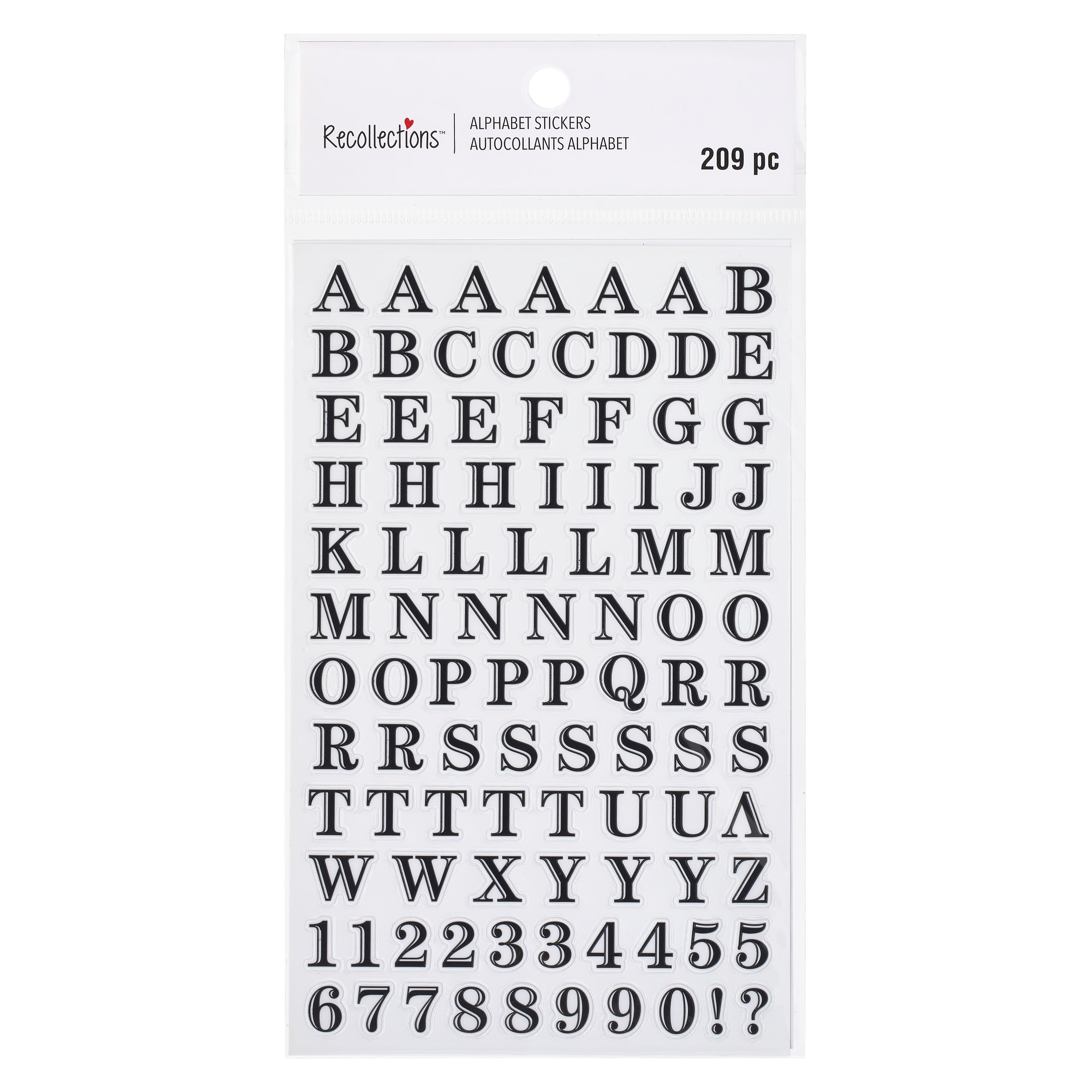 12 Packs: 213 ct. (2556 total) Black Printed Alphabet Stickers by Recollections™