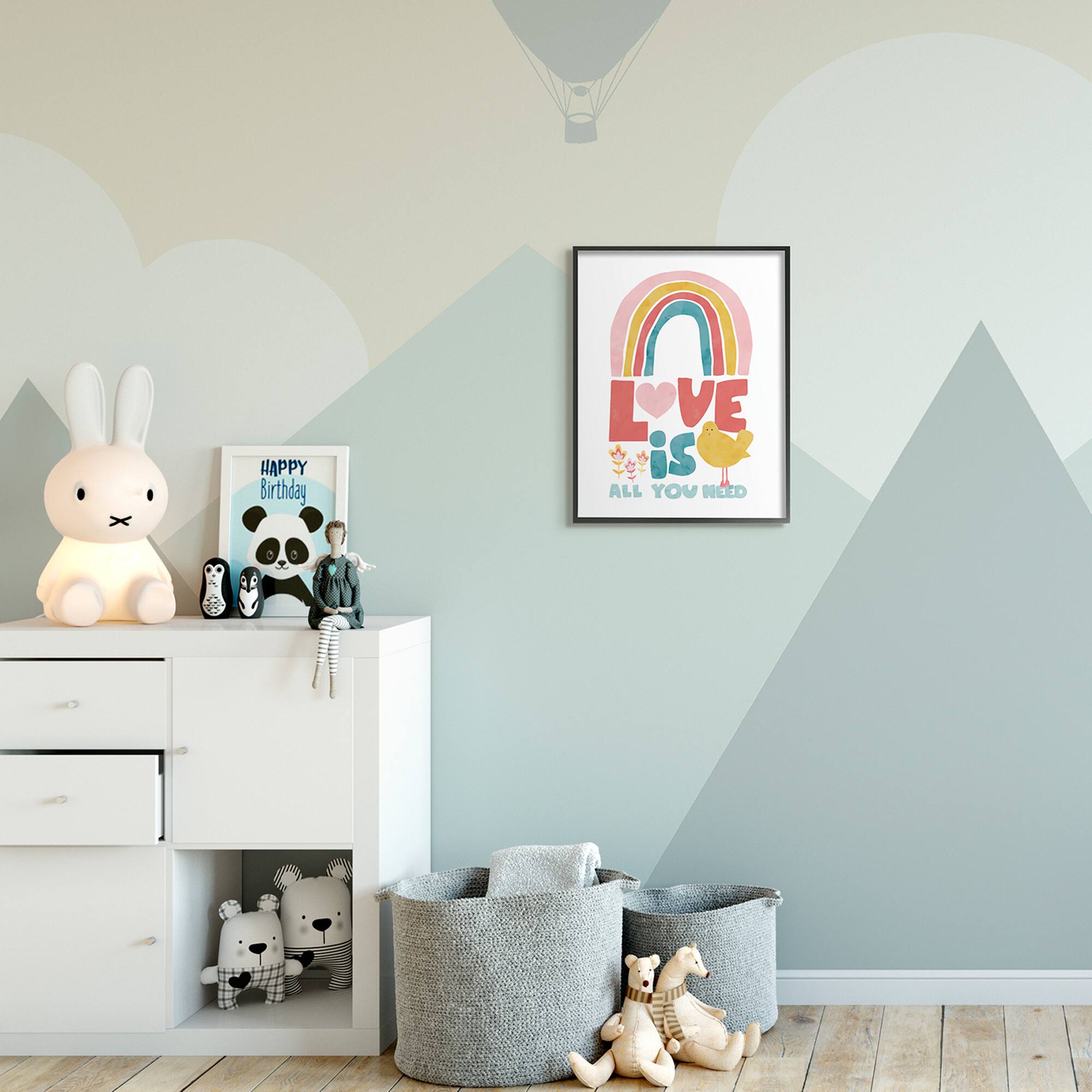 Stupell Industries Rainbow Love is All You Need Wall Accent with Black Frame