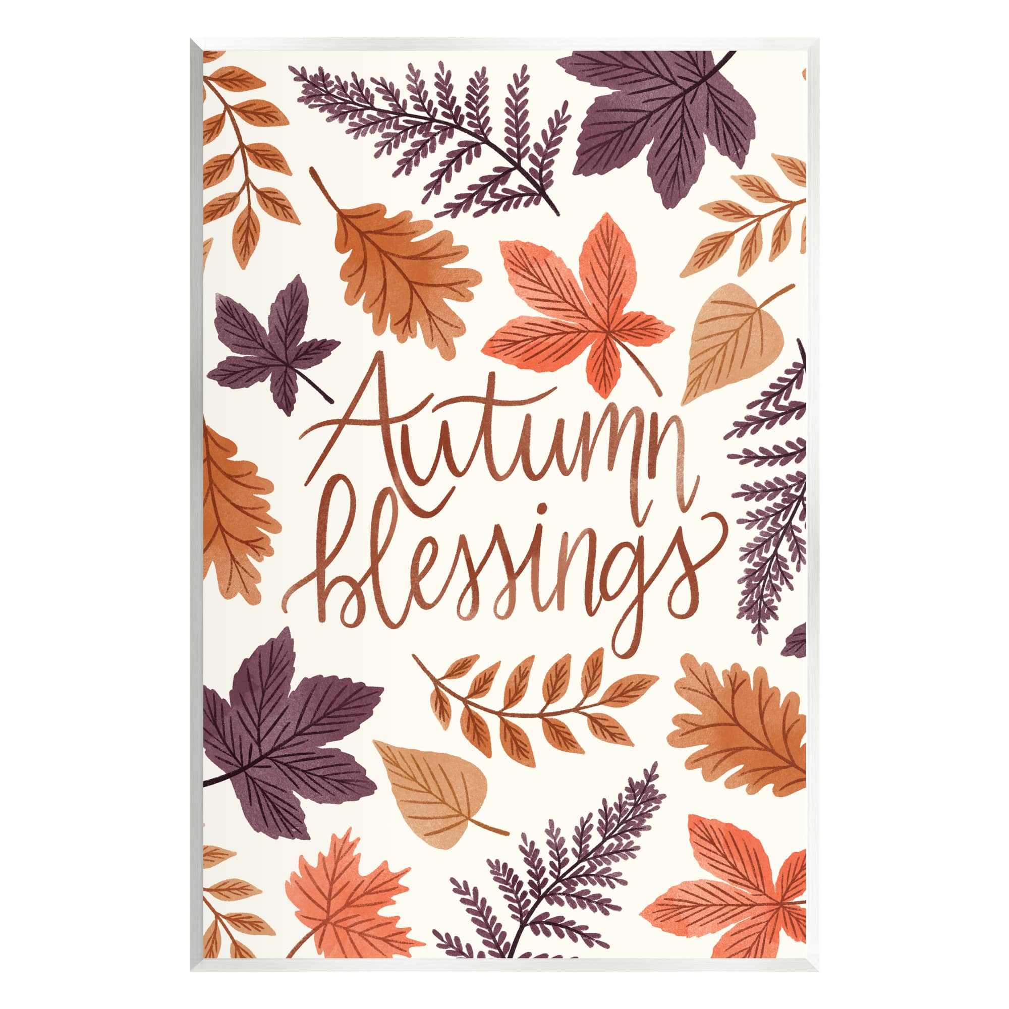 Stupell Industries Autumn Blessings Fern Leaves Nature Wall Plaque Art