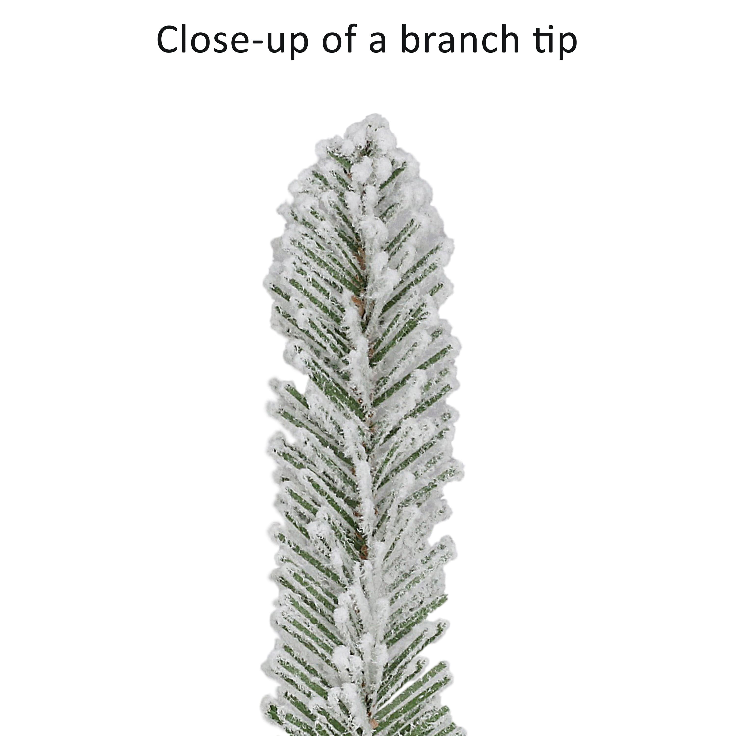 6.5 ft Pre-Lit Flocked Whistler Artificial Pine Tree, Warm White LED Lights