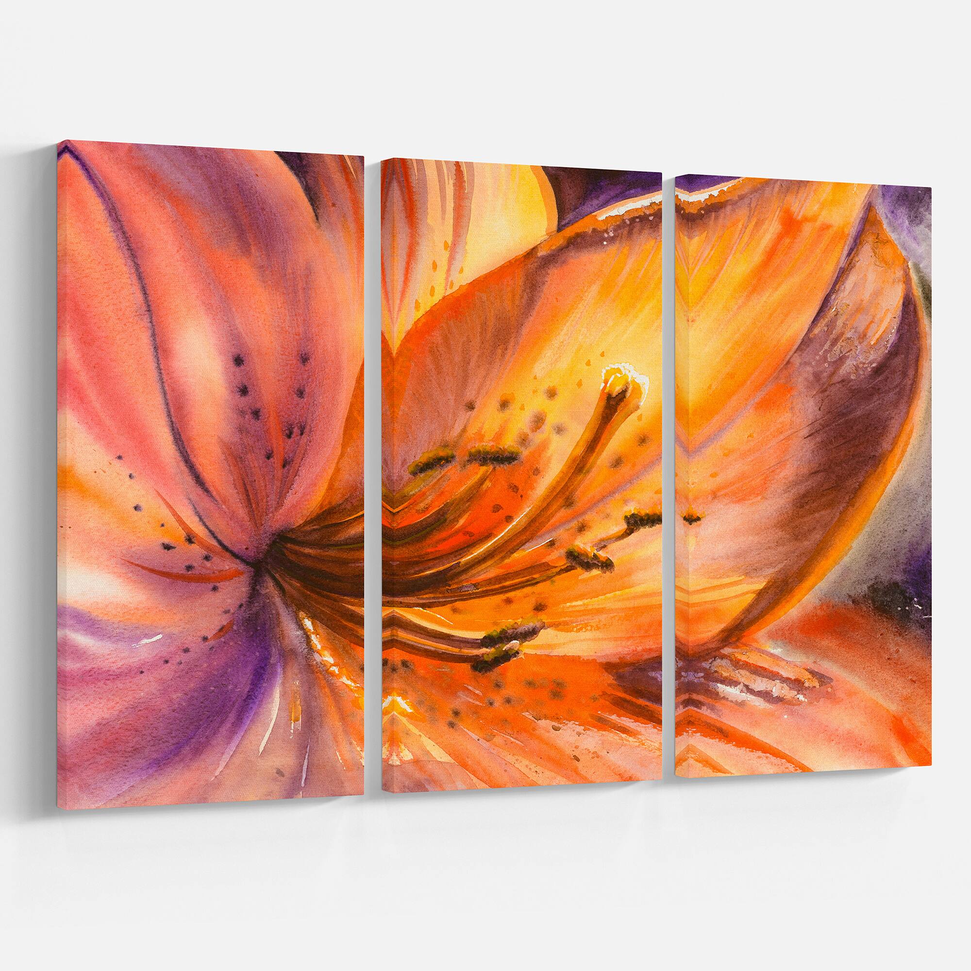Designart - Orange Lily Flower - Floral Canvas Art Print